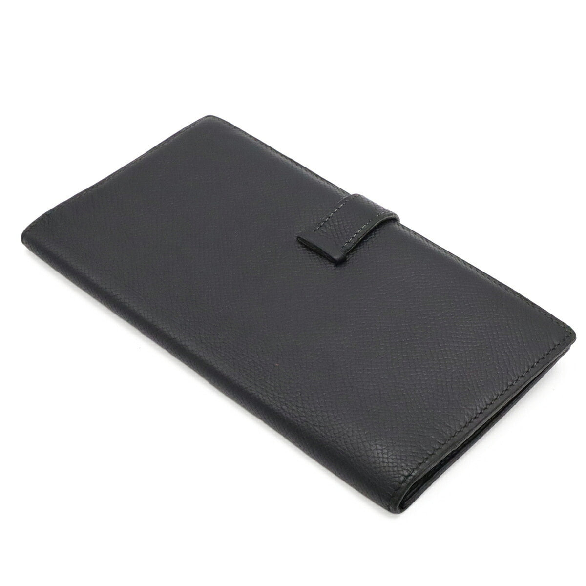 Hermes Black Courchevel Leather Long Wallet (Bi-Fold) (Pre-Owned)
