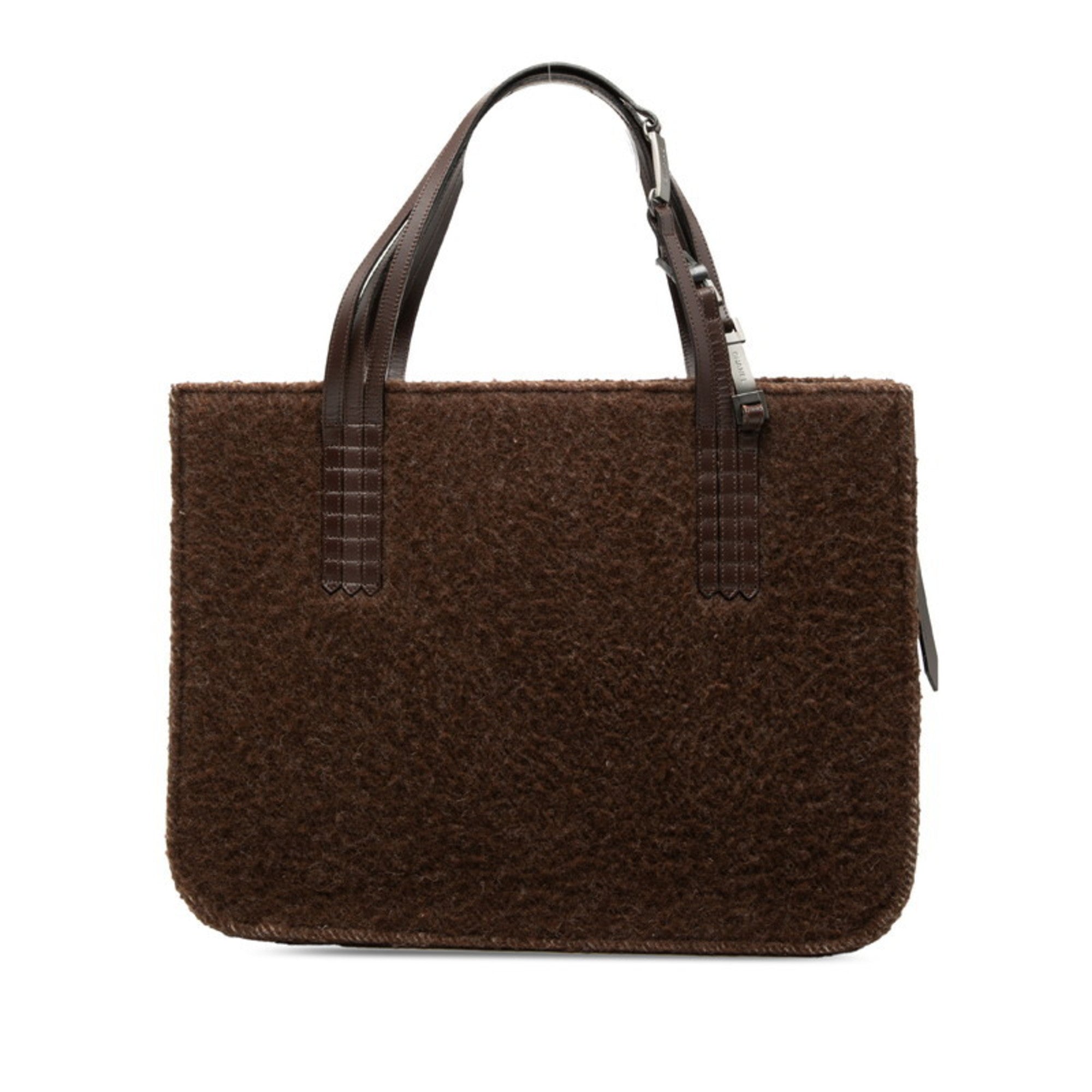 Chanel Brown Leather Handbag Pouch Shoulder Bag Tote Bag (Pre-Owned)