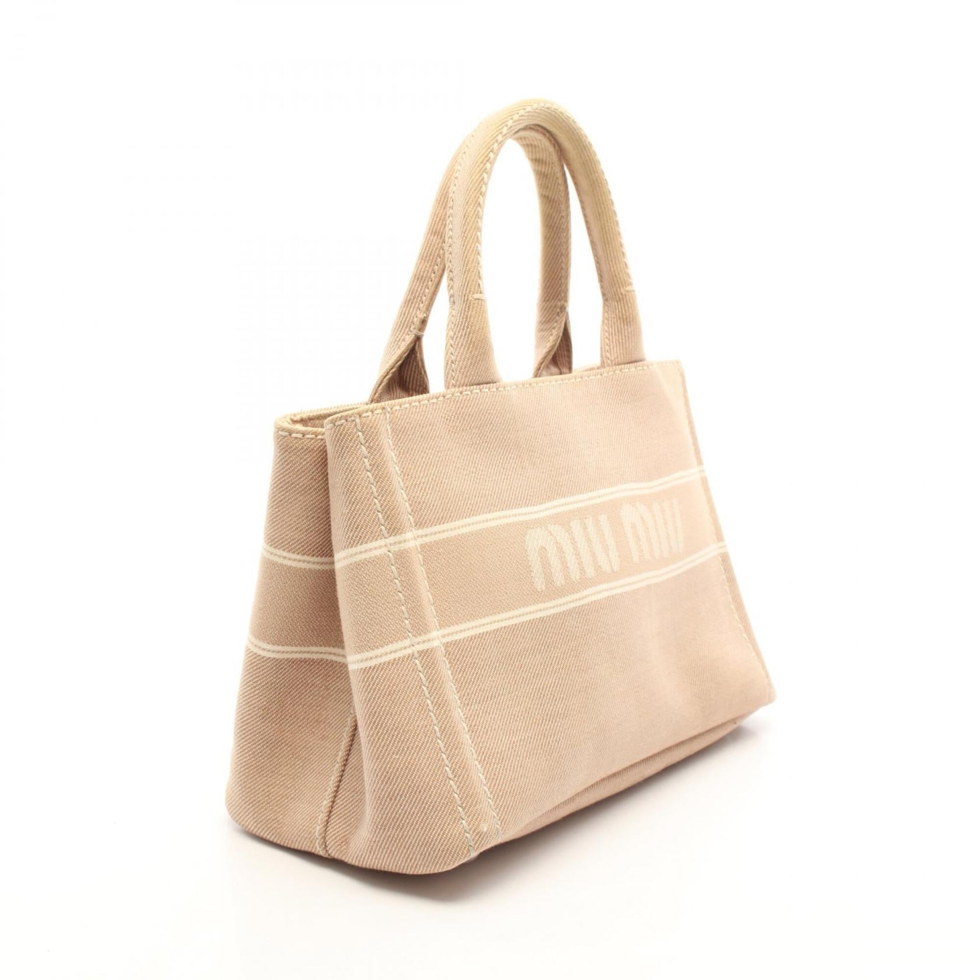 Miu Miu Beige Ivory Canvas Handbag Tote Bag (Pre-Owned)