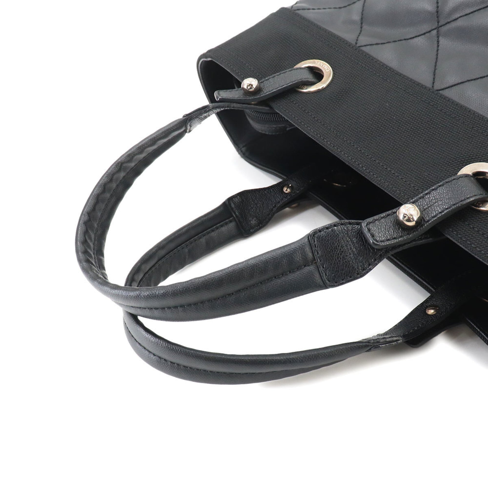 Chanel Black Nylon Handbag Tote Bag (Pre-Owned)