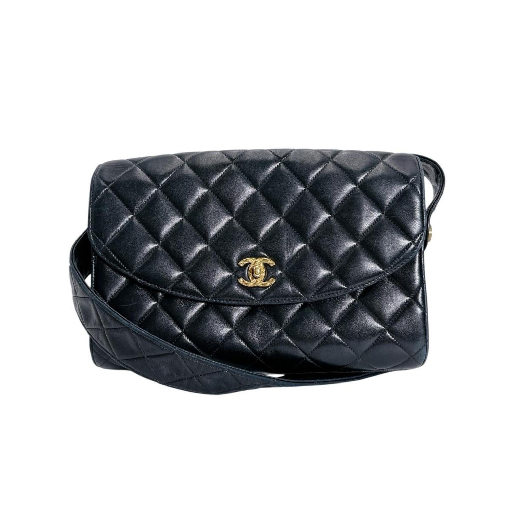Chanel Black Leather Shoulder Bag Sling Bag (Pre-Owned)