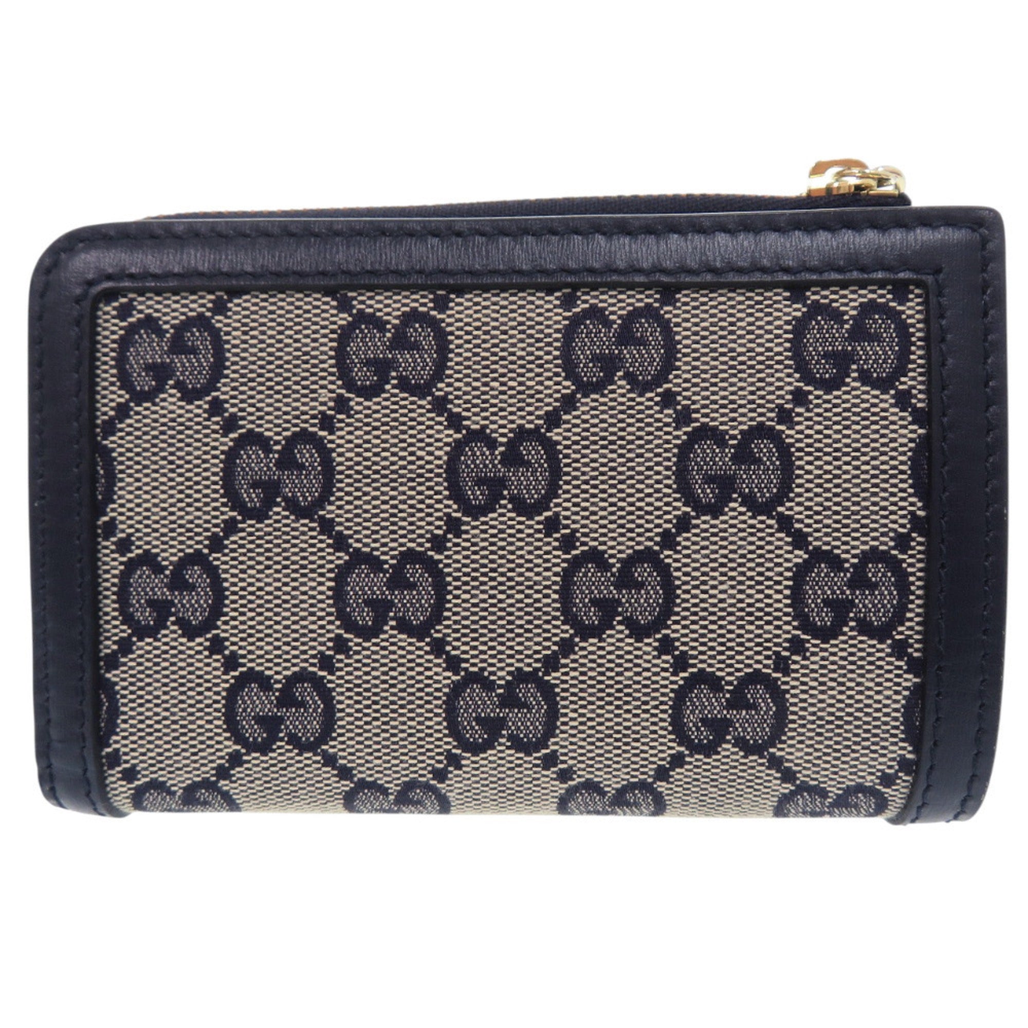 Gucci Navy Gg Canvas Leather Wallet (Bi-Fold) (Pre-Owned)