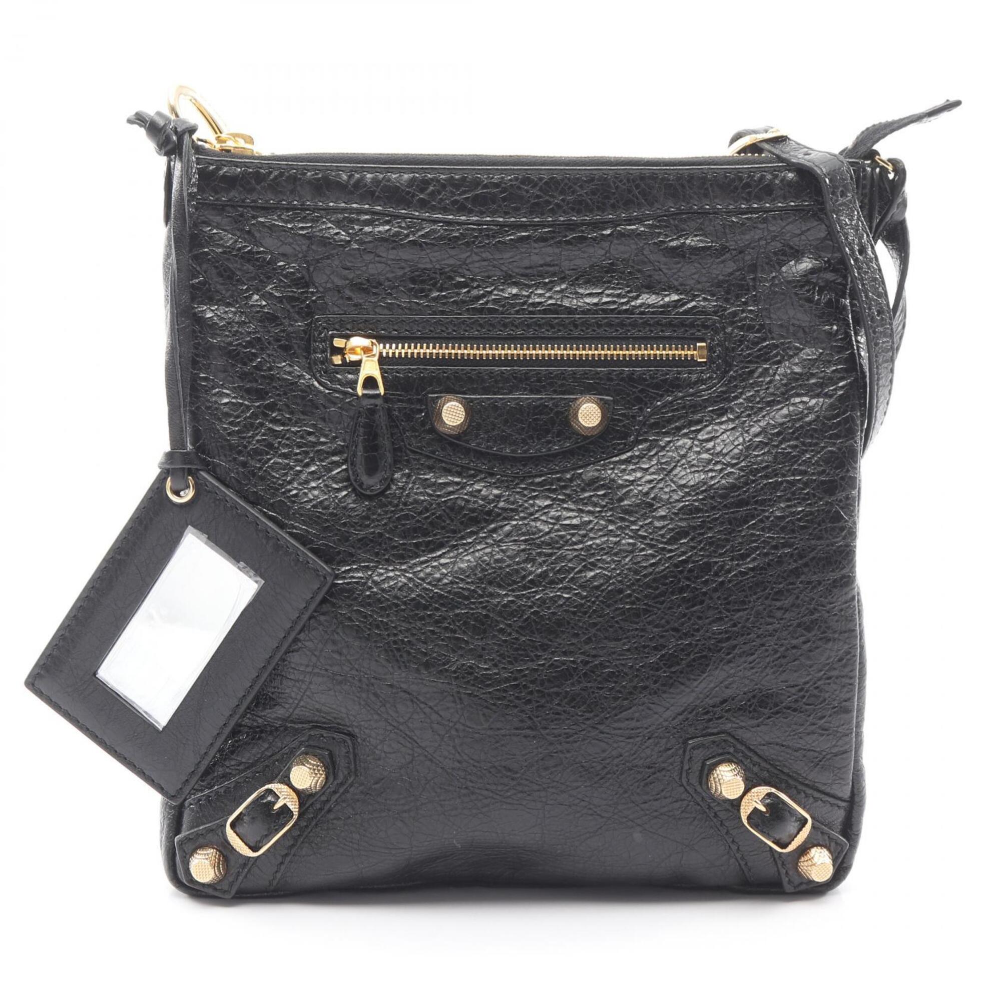 Balenciaga Black Leather Handbag Shoulder Bag (Pre-Owned)