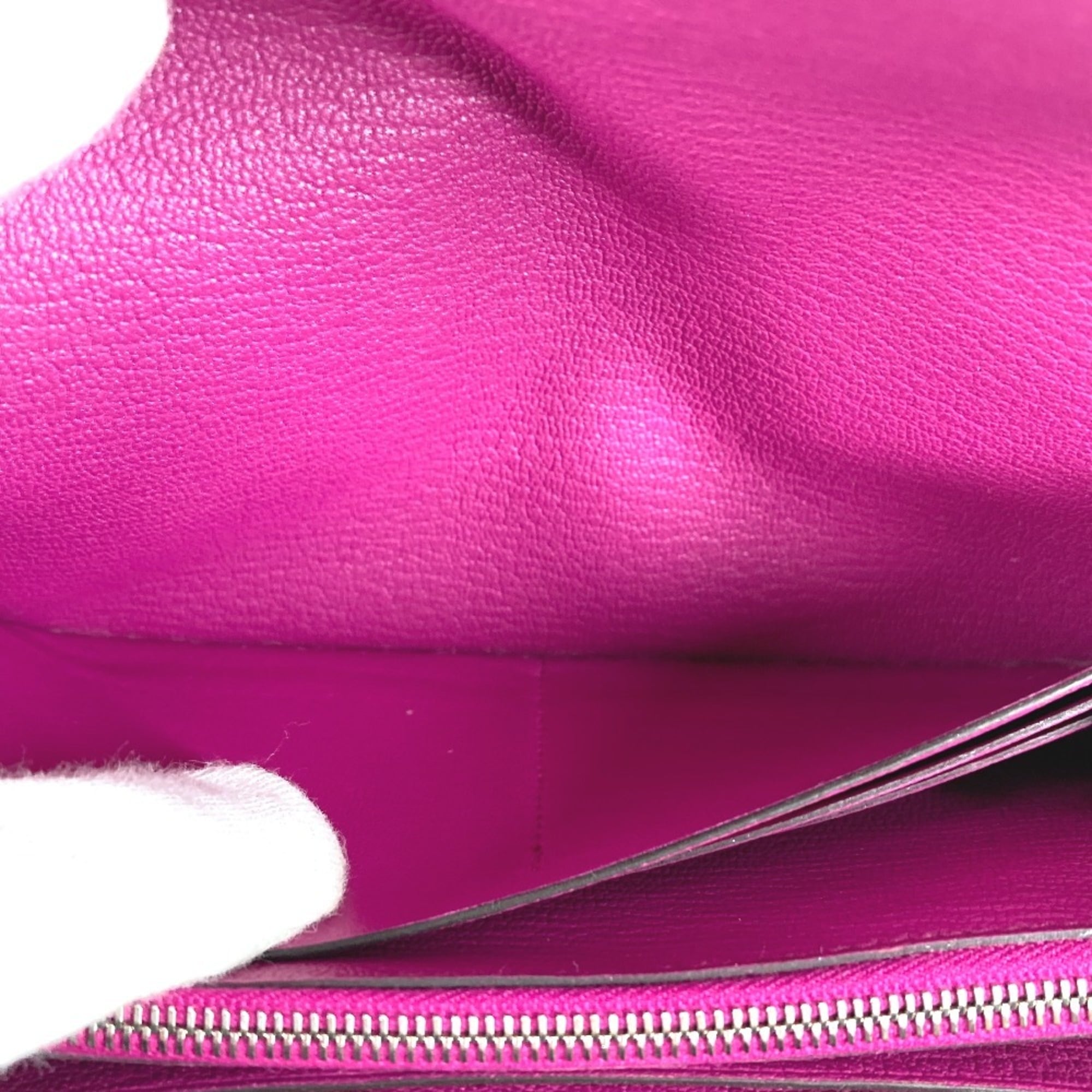 Hermes Rose Purple Chevre Leather Long Wallet (Bi-Fold) (Pre-Owned)