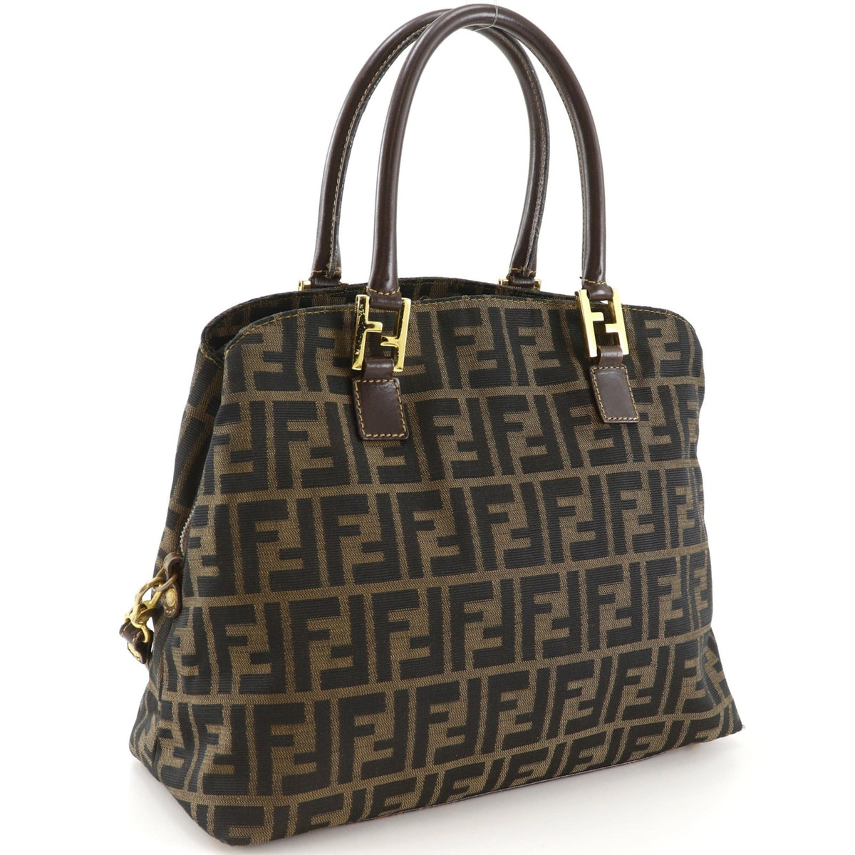 Fendi Brown Canvas Leather Handbag (Pre-Owned)