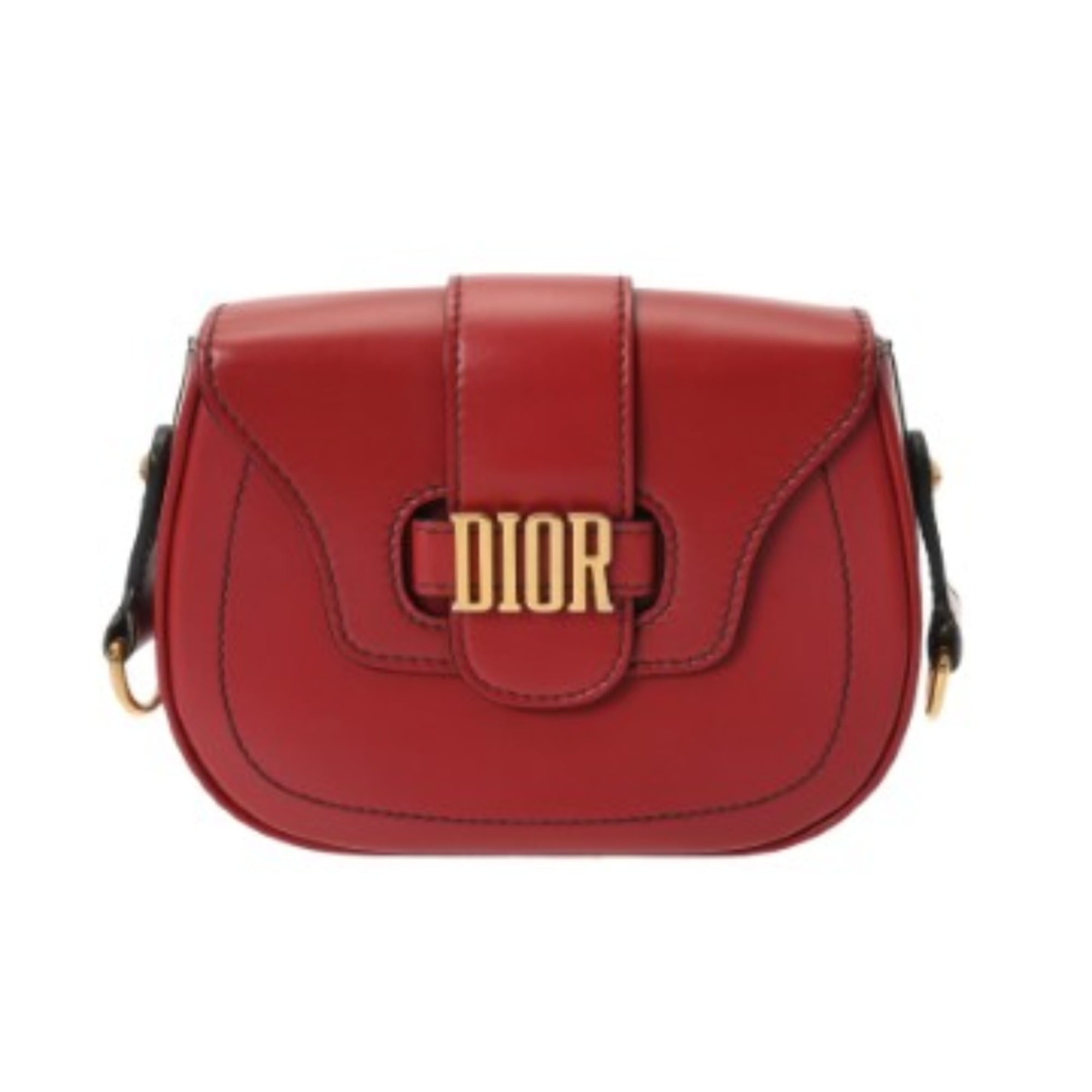 Christian Dior Gold Leather Saddle Bag Shoulder Bag (Pre-Owned)