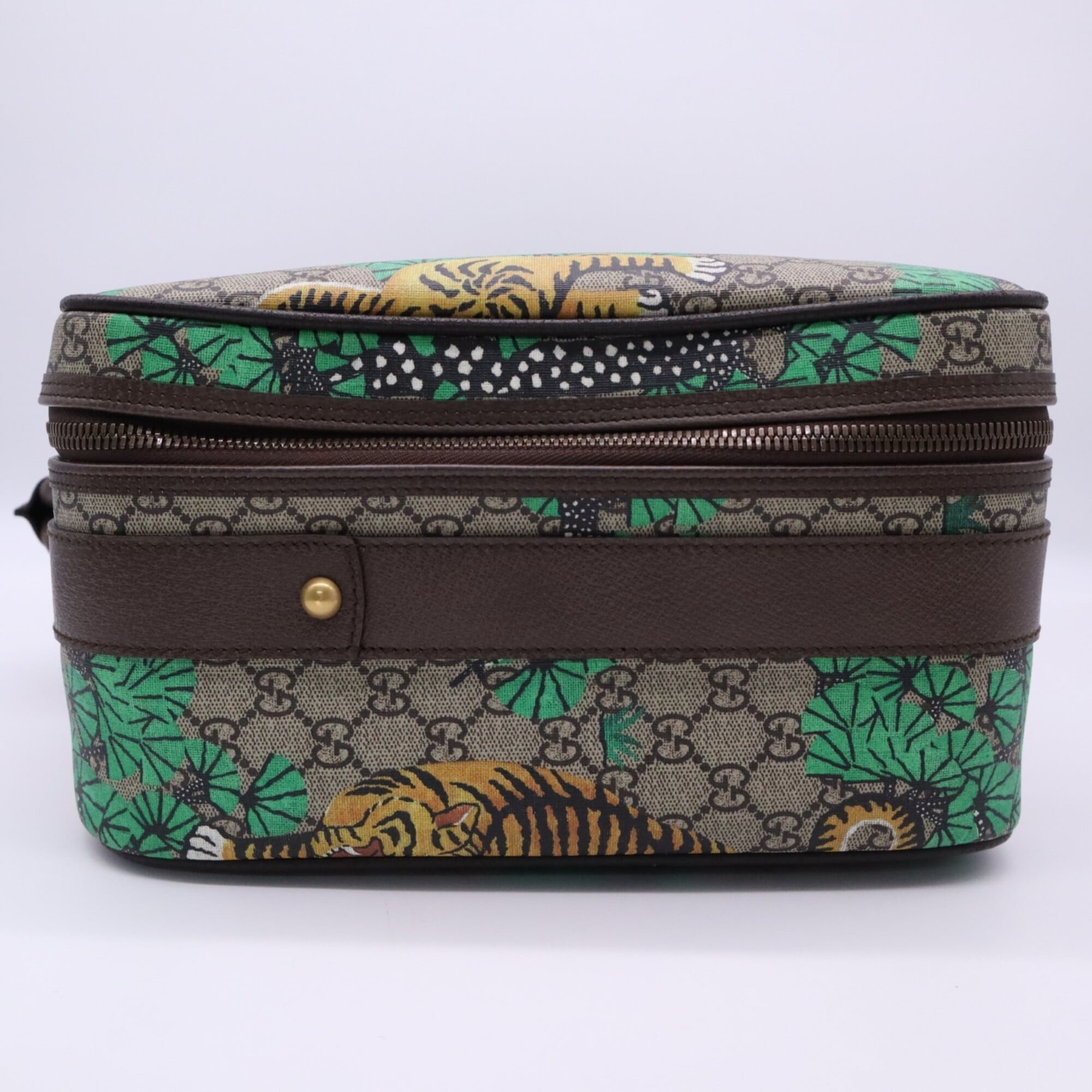 Gucci Sherry Line Beige Multi-Color Coated Canvas Leather Boston Bag (Pre-Owned)