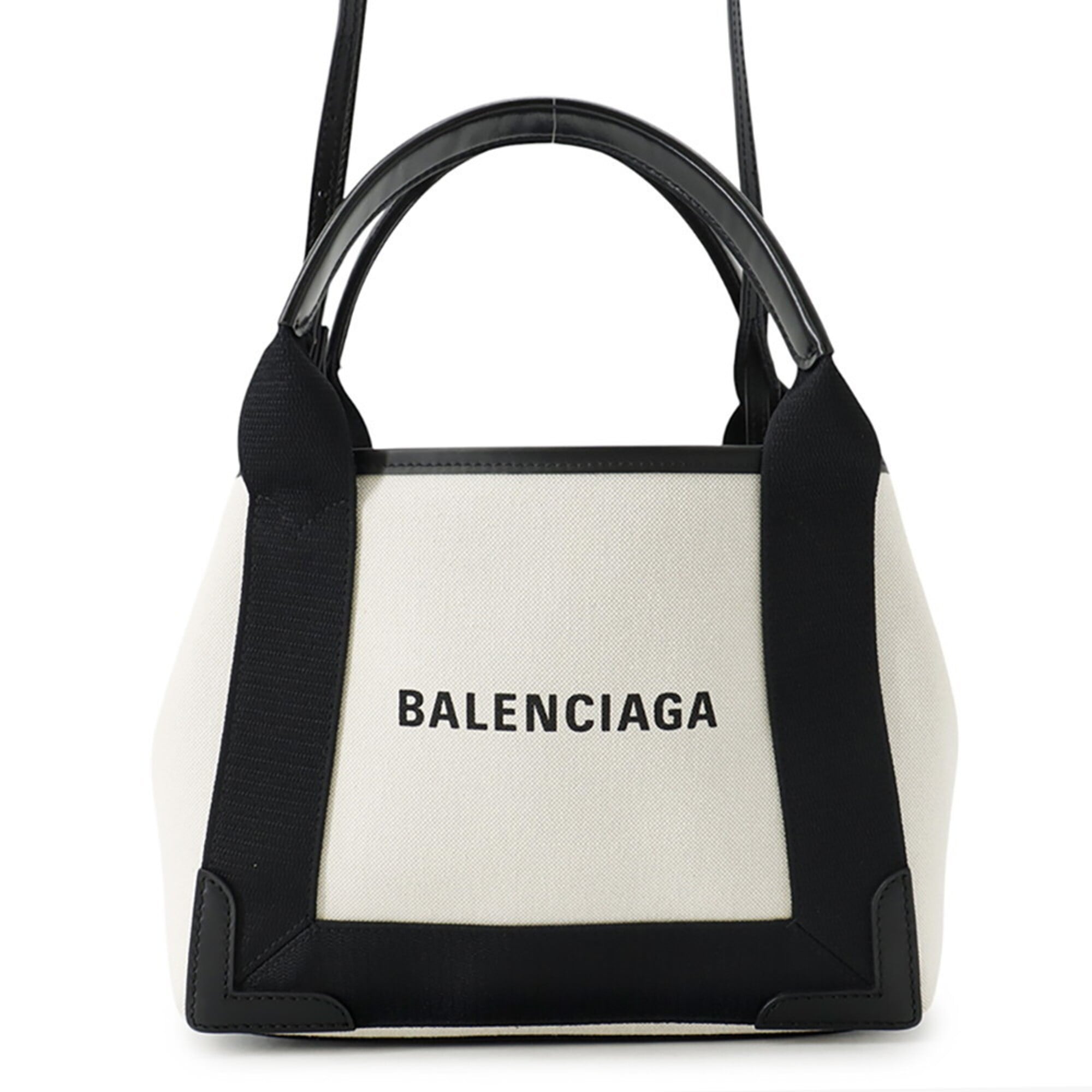 Balenciaga Black White Canvas Leather Handbag (Pre-Owned)