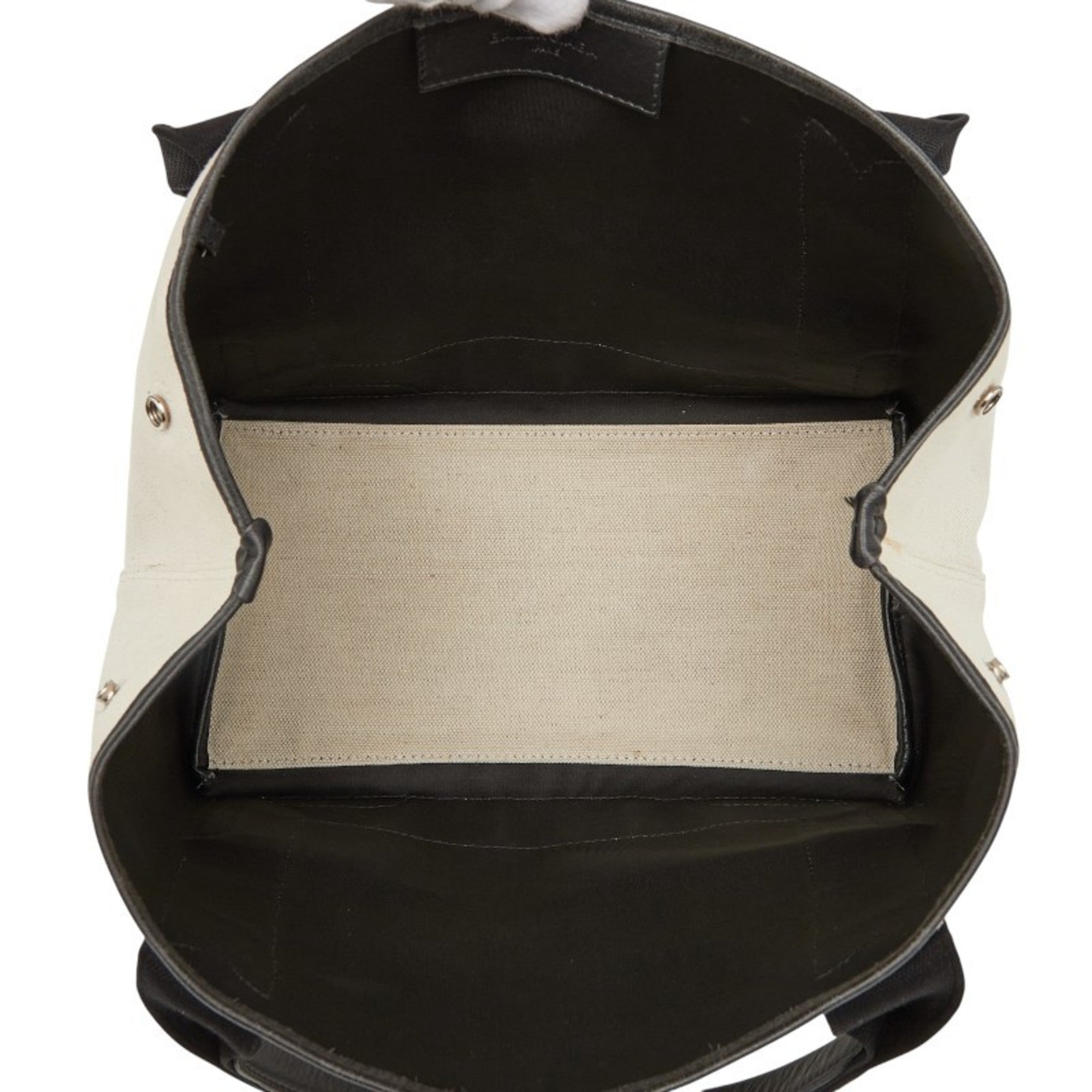 Balenciaga Beige Black Canvas Leather Handbag (Pre-Owned)