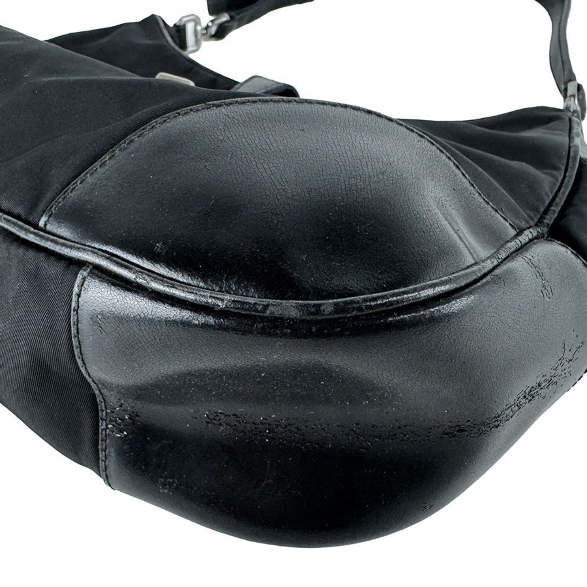 Prada Black Nylon Leather Handbag (Pre-Owned)