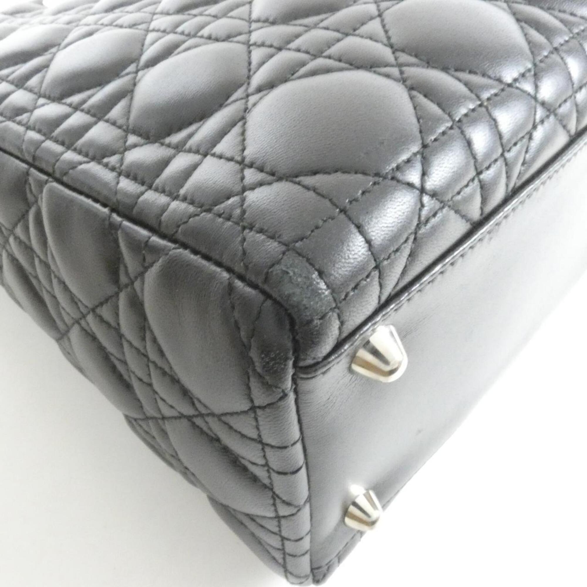 Christian Dior Lady Dior Black Leather Handbag (Pre-Owned)