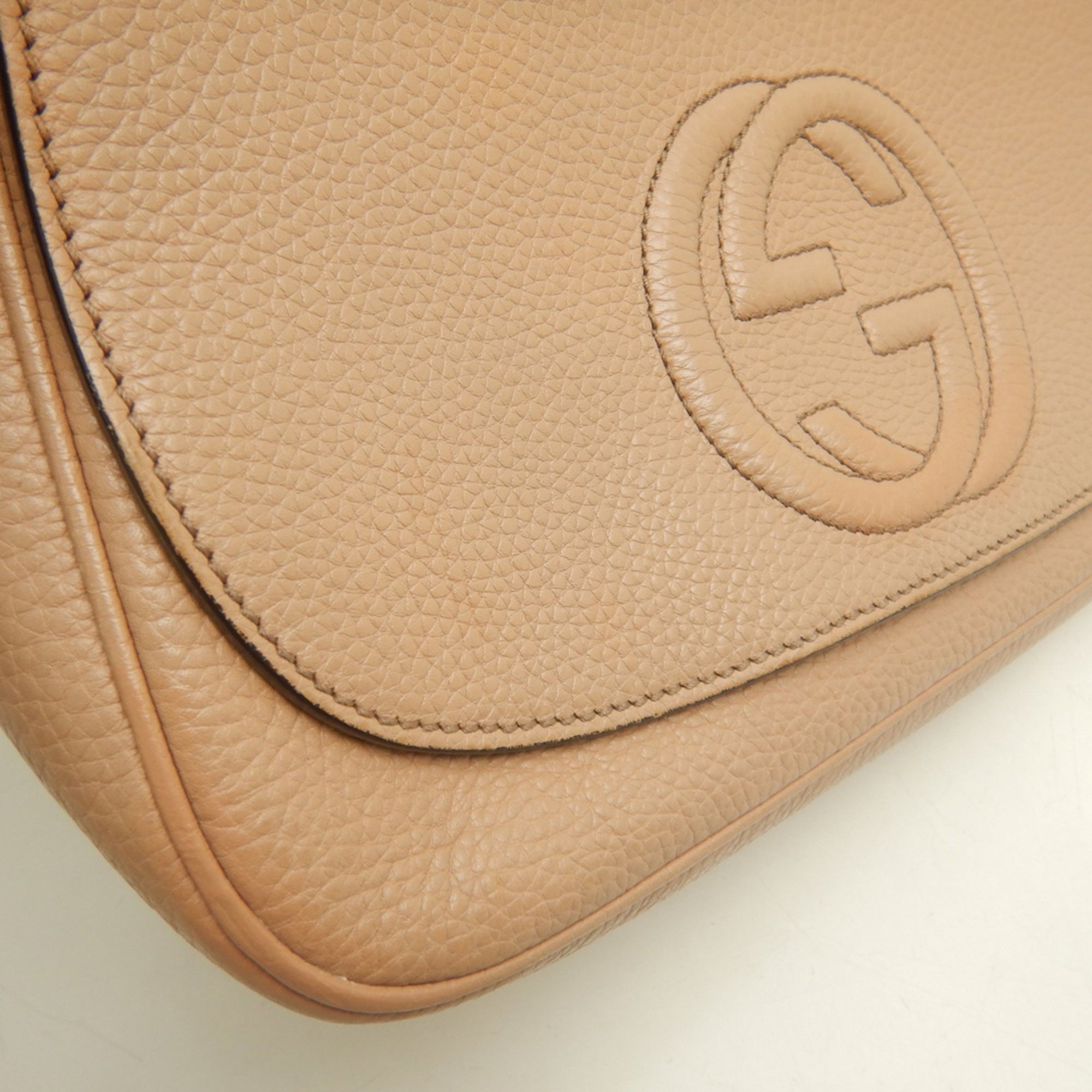 Gucci Pink Beige Leather Shoulder Bag (Pre-Owned)