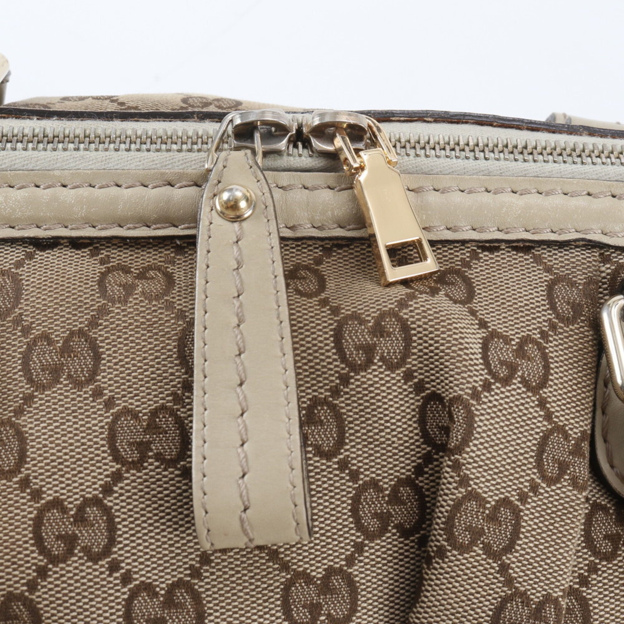 Gucci Gg Canvas Beige Ivory Gg Canvas Leather Handbag Shoulder Bag Tote Bag (Pre-Owned)