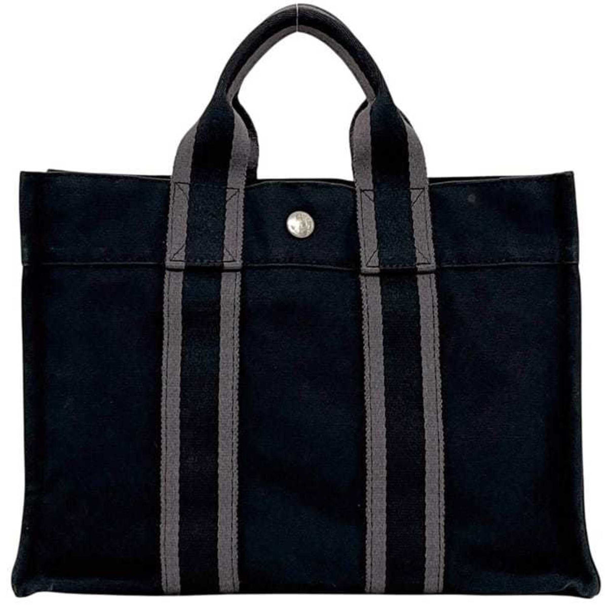 Hermes Deauville Black Canvas Handbag (Pre-Owned)
