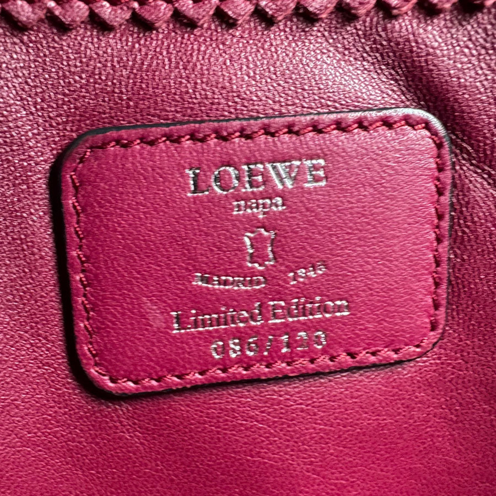 Loewe Red Color Wine Leather Handbag Tote Bag (Pre-Owned)