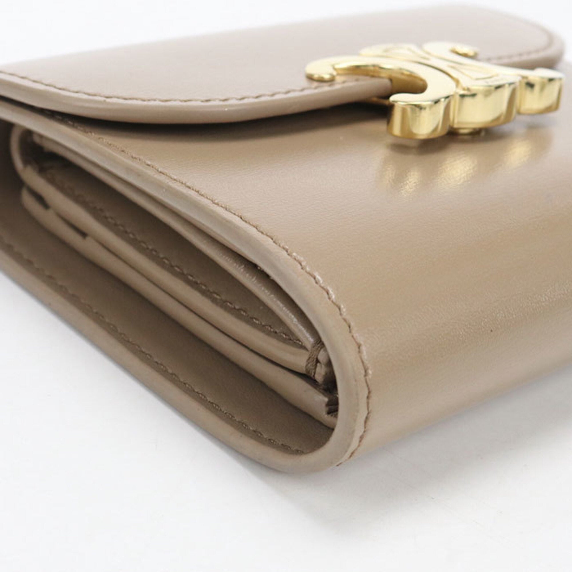 Celine Beige Leather Wallet (Tri-Fold) (Pre-Owned)