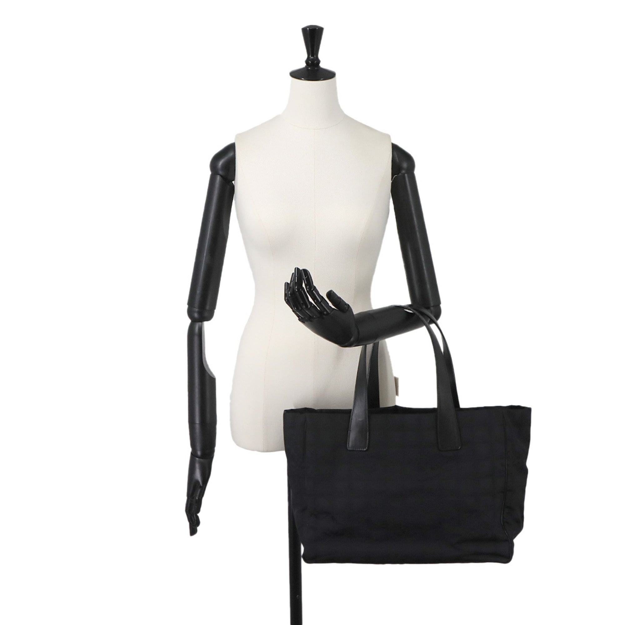 Chanel New Travel Line Black Nylon Jacquard Leather Handbag Tote Bag Weekend Bag (Pre-Owned)