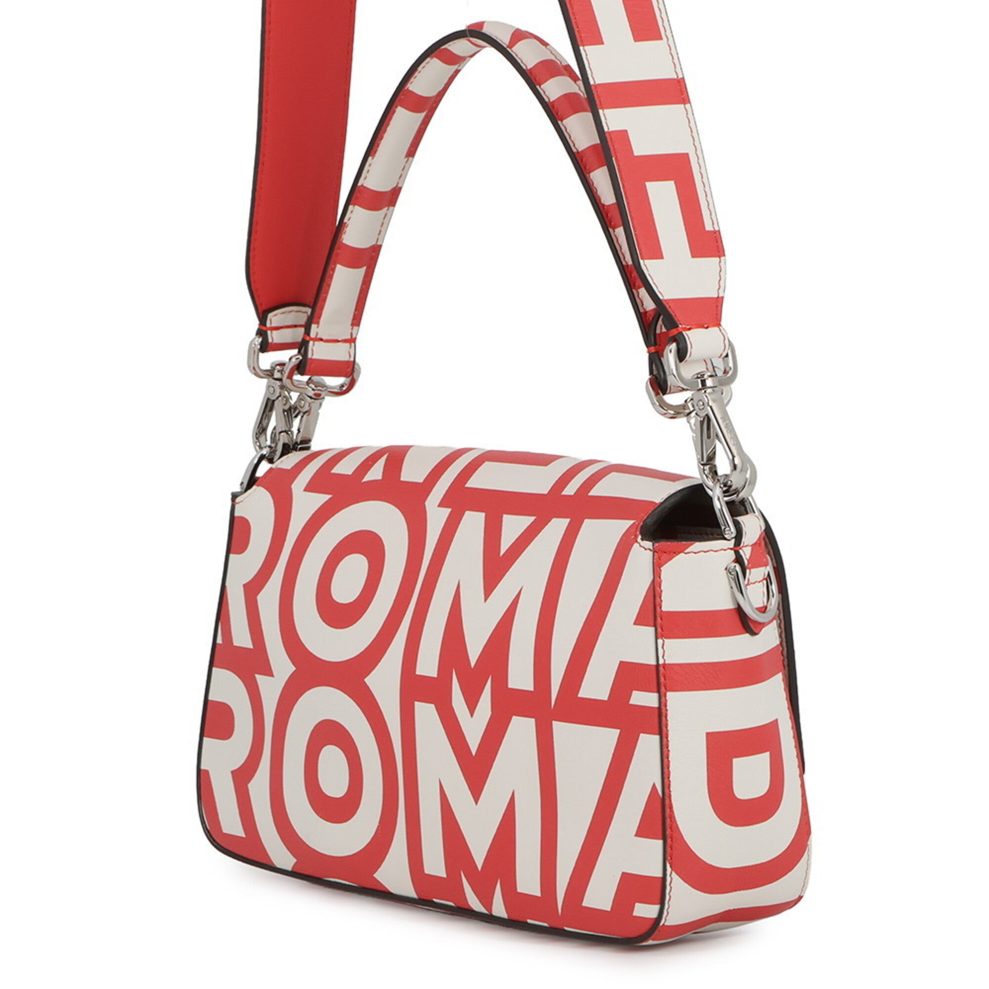 Fendi Red Color White Leather Handbag (Pre-Owned)