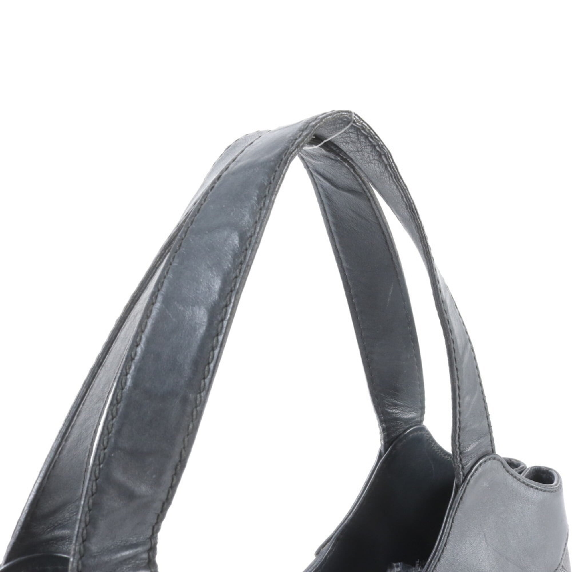 Bvlgari Black Dark Gray Leather Coated Canvas Handbag (Pre-Owned)