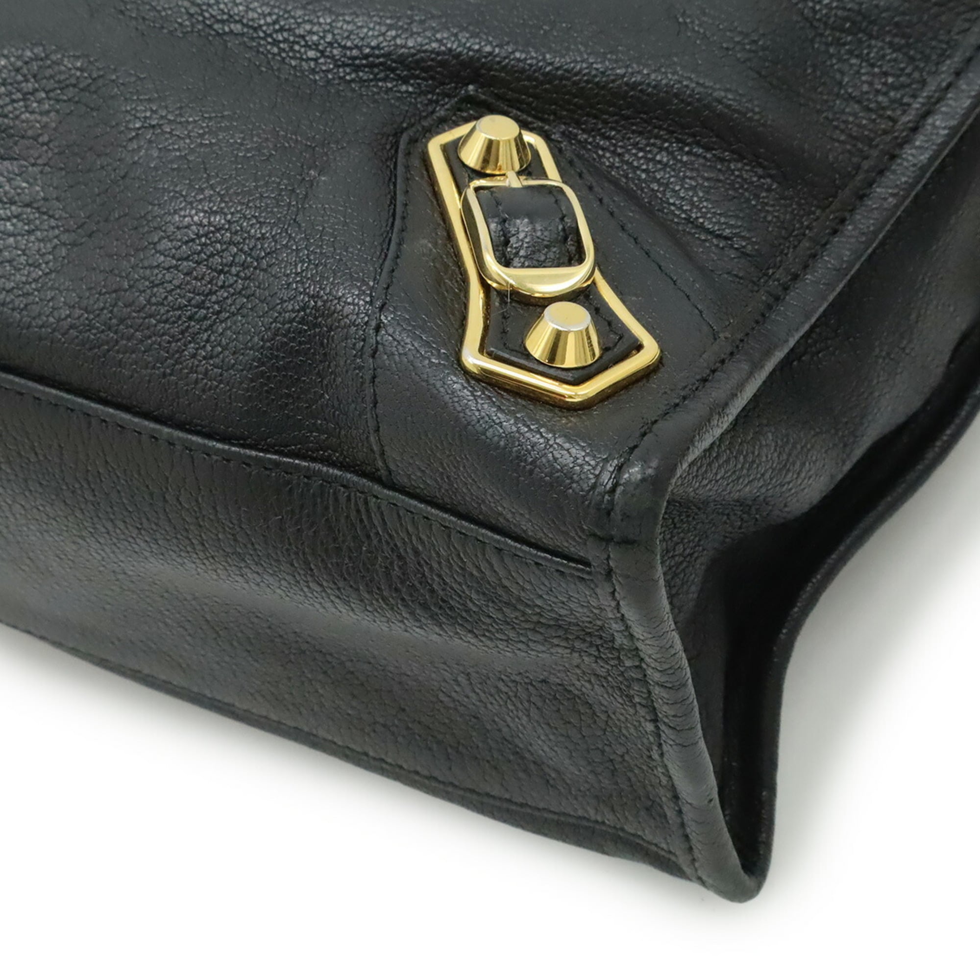 Balenciaga Black Leather Handbag Shoulder Bag (Pre-Owned)