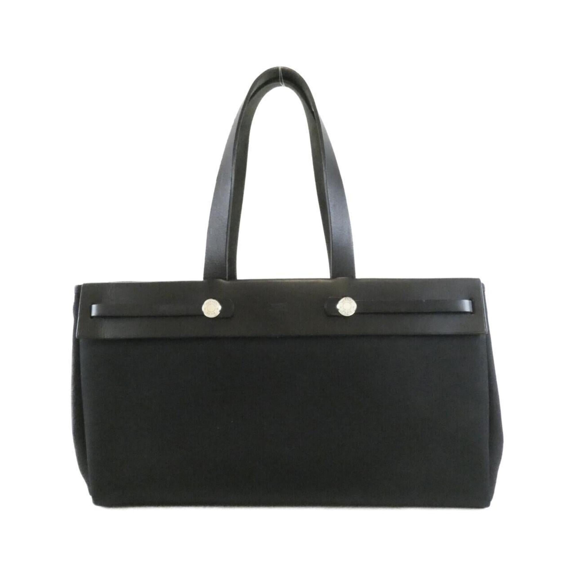 Hermes Black Toile Officier Handbag (Pre-Owned)