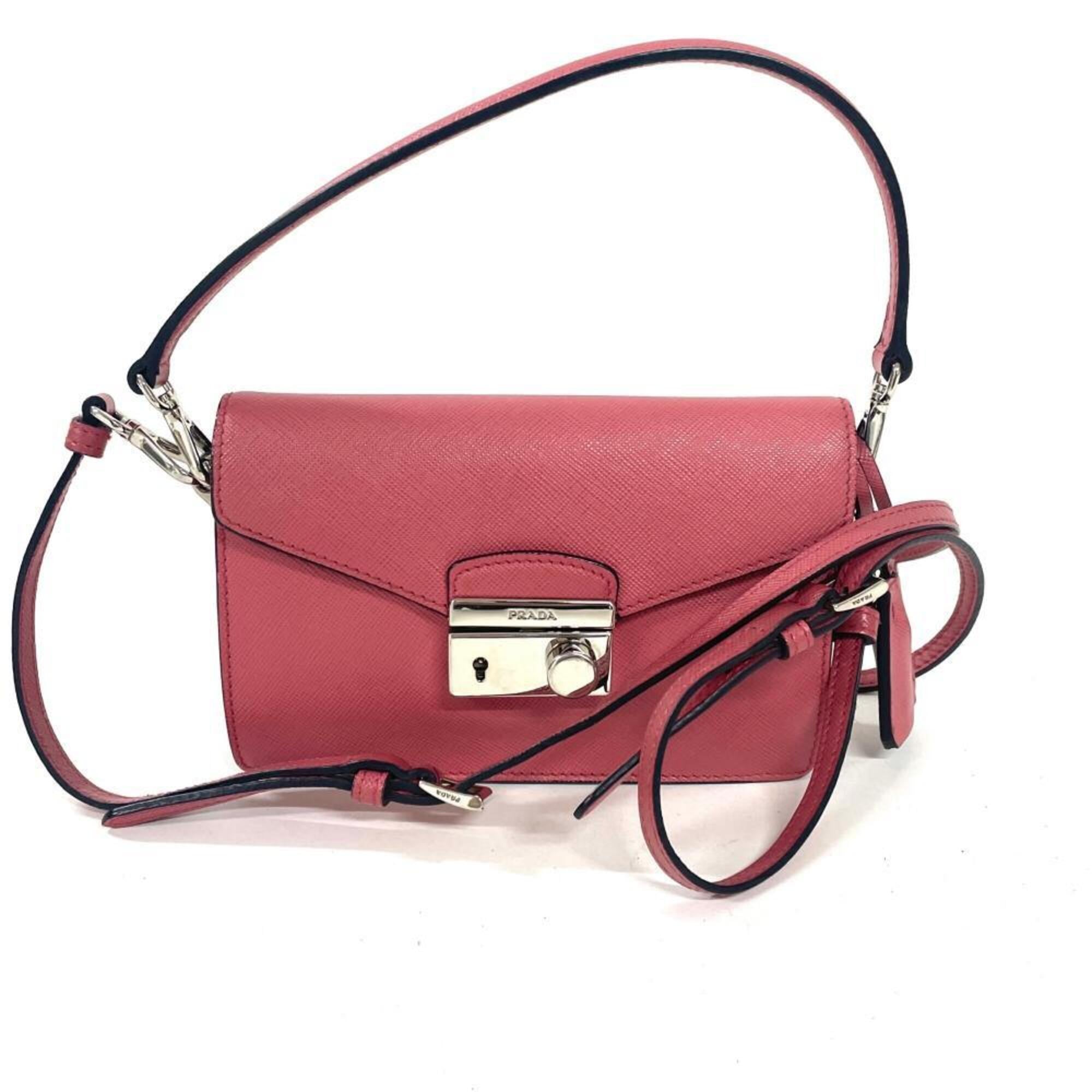 Prada Pink Saffiano Triangle Shoulder Bag (Pre-Owned)