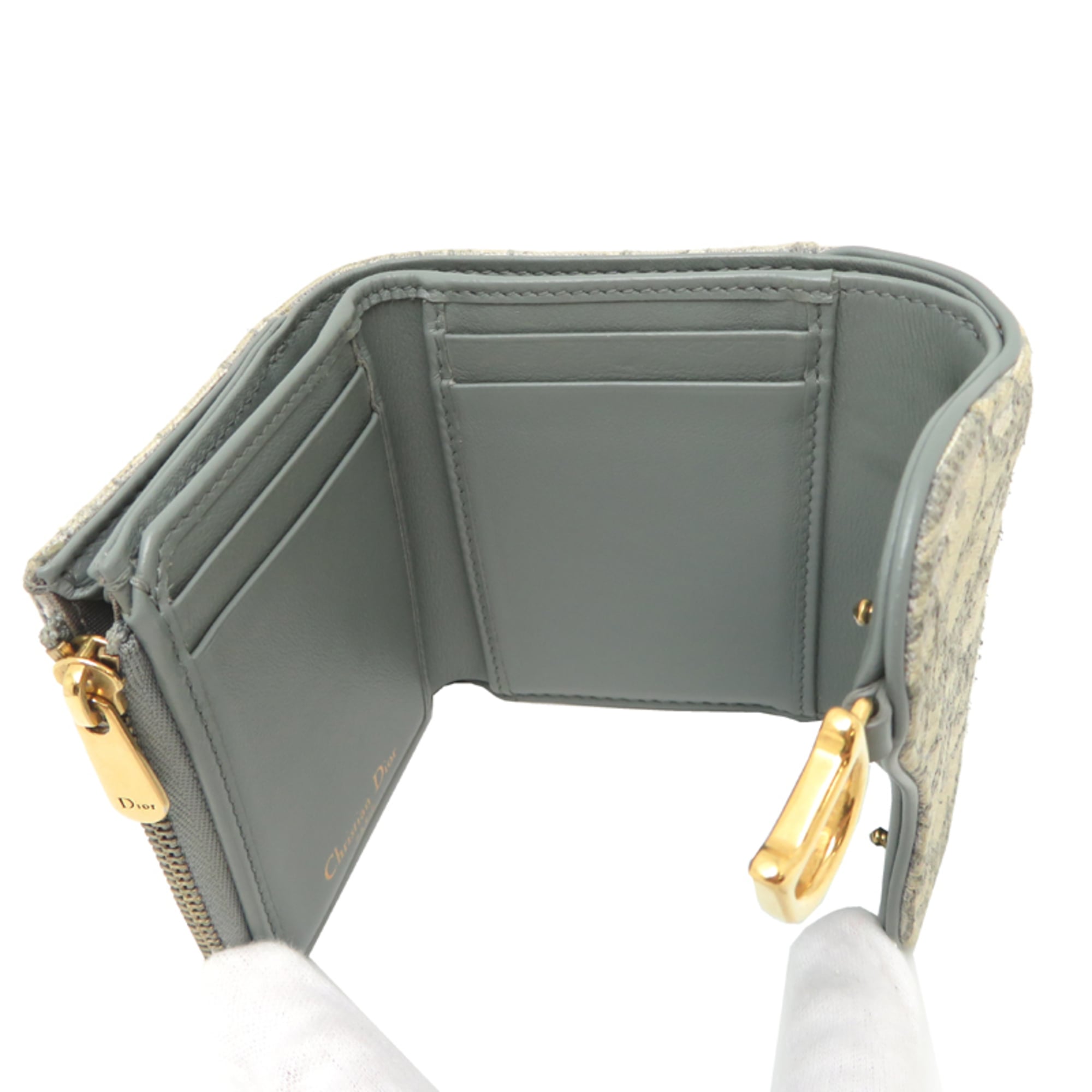 Christian Dior White Canvas Wallet (Tri-Fold) (Pre-Owned)