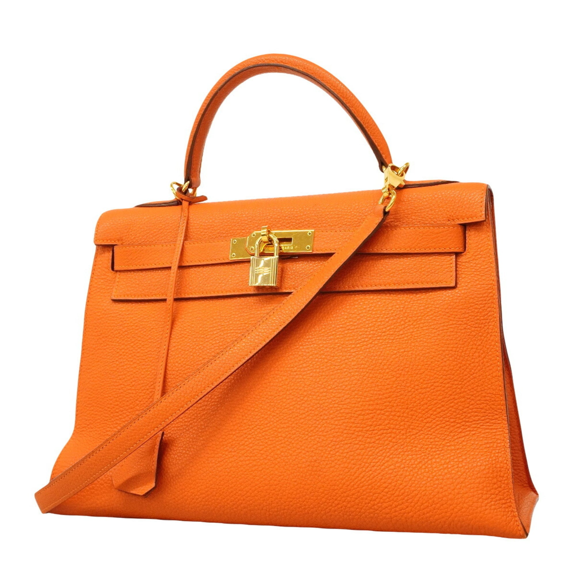 Hermes Orange Togo Leather Handbag (Pre-Owned)