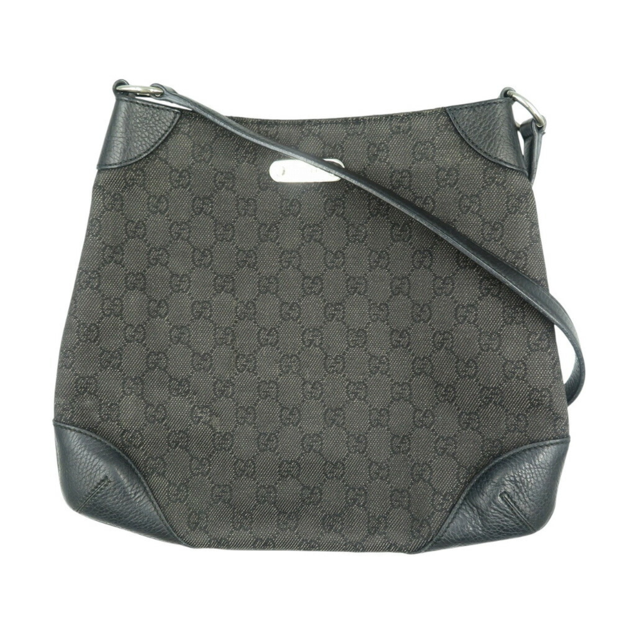 Gucci Black Gg Canvas Leather Shoulder Bag (Pre-Owned)