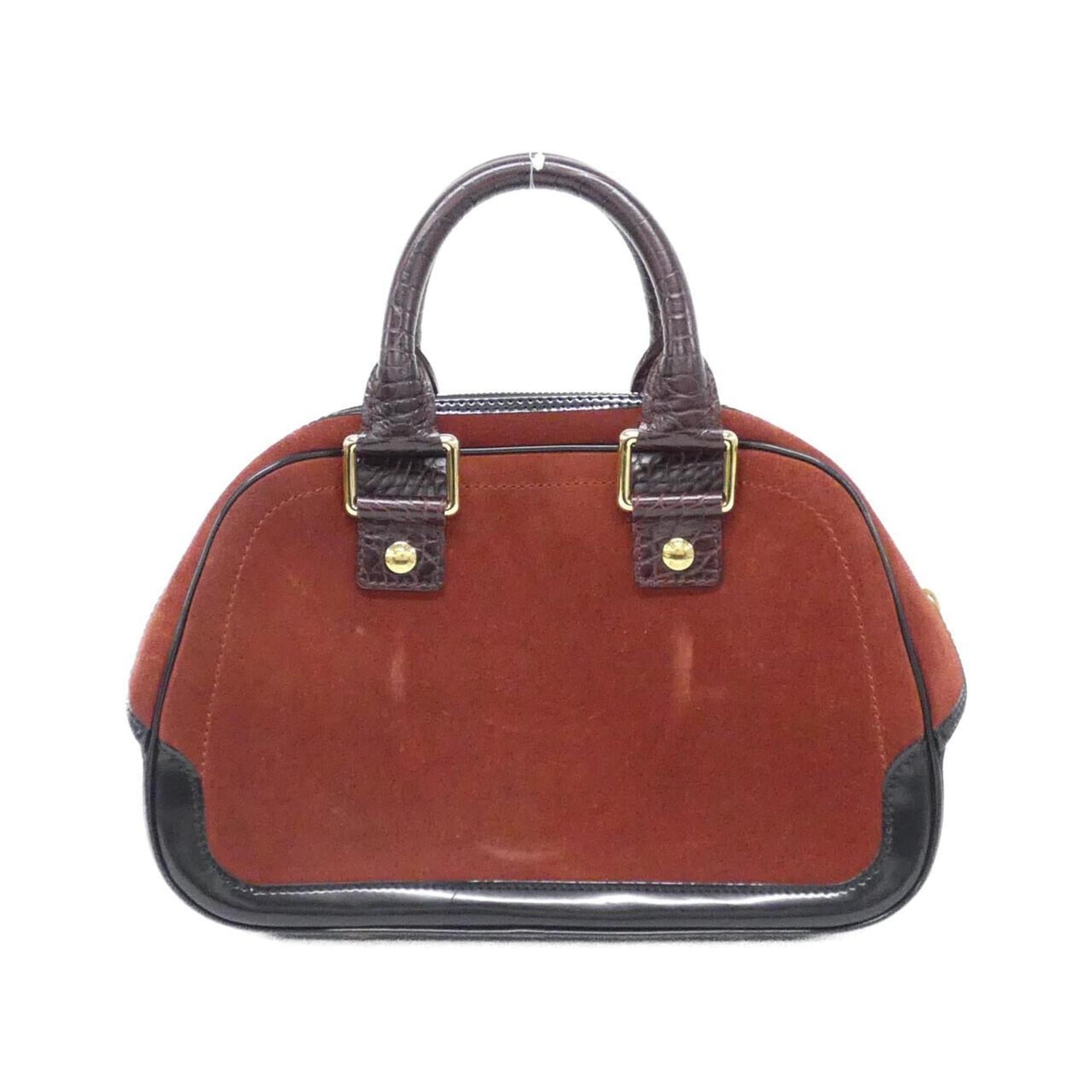 Louis Vuitton Brown Red Brown Suede Leather Handbag (Pre-Owned)