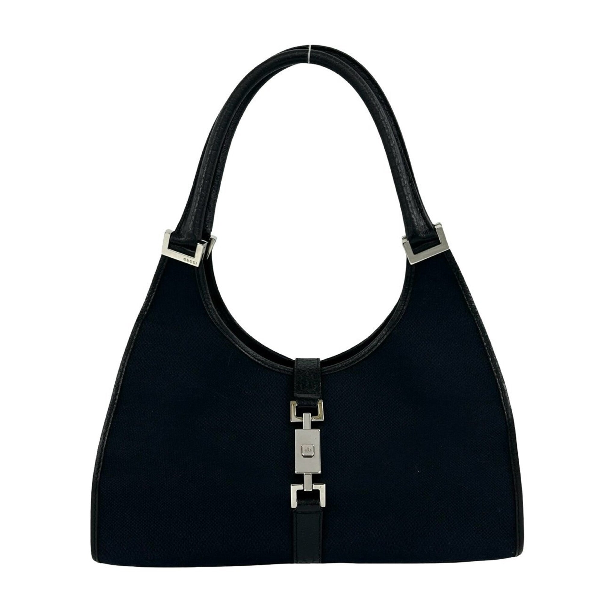 Gucci Black Canvas Leather Handbag Shoulder Bag Tote Bag (Pre-Owned)