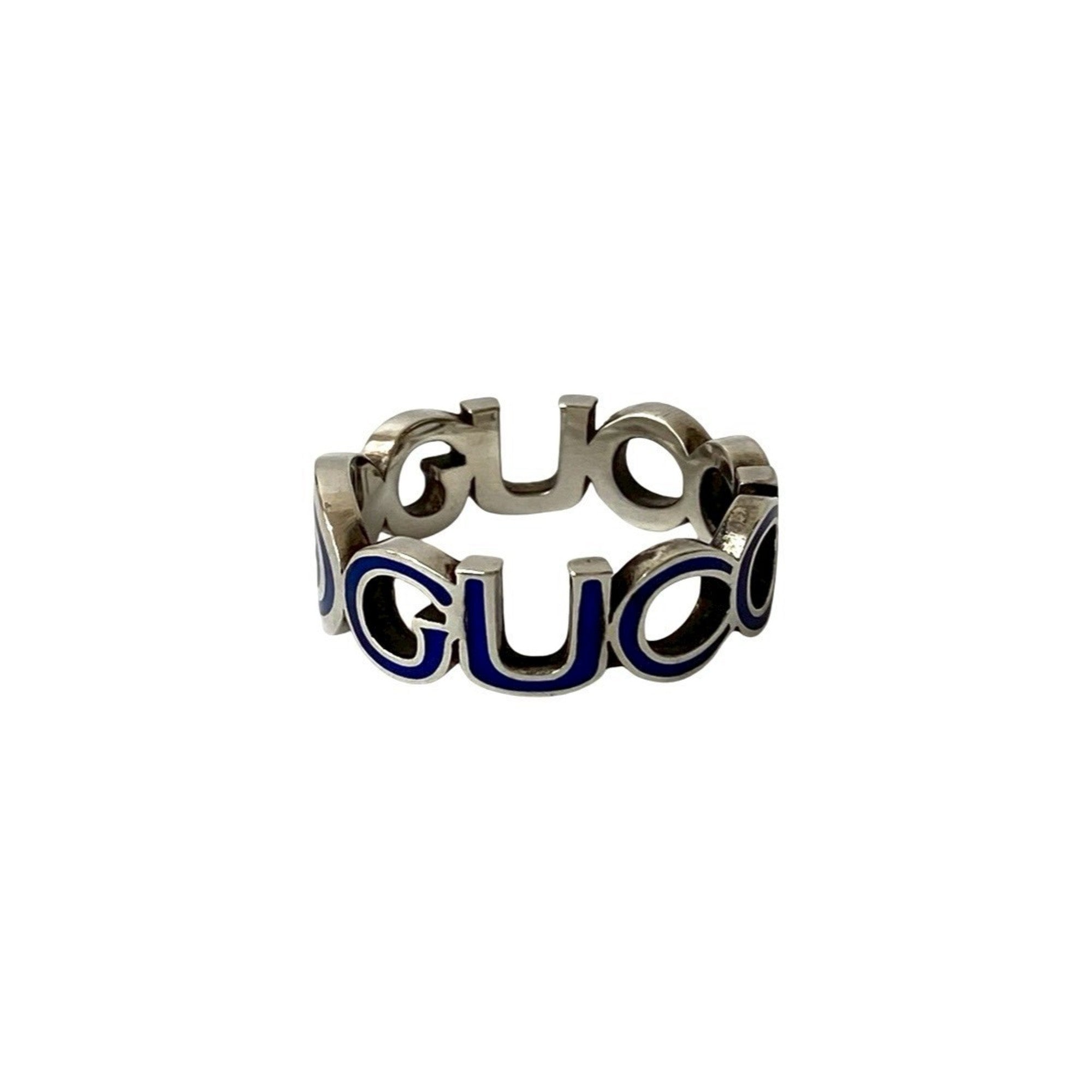 Gucci Silver Blue Silver 925 Band Ring (Pre-Owned)