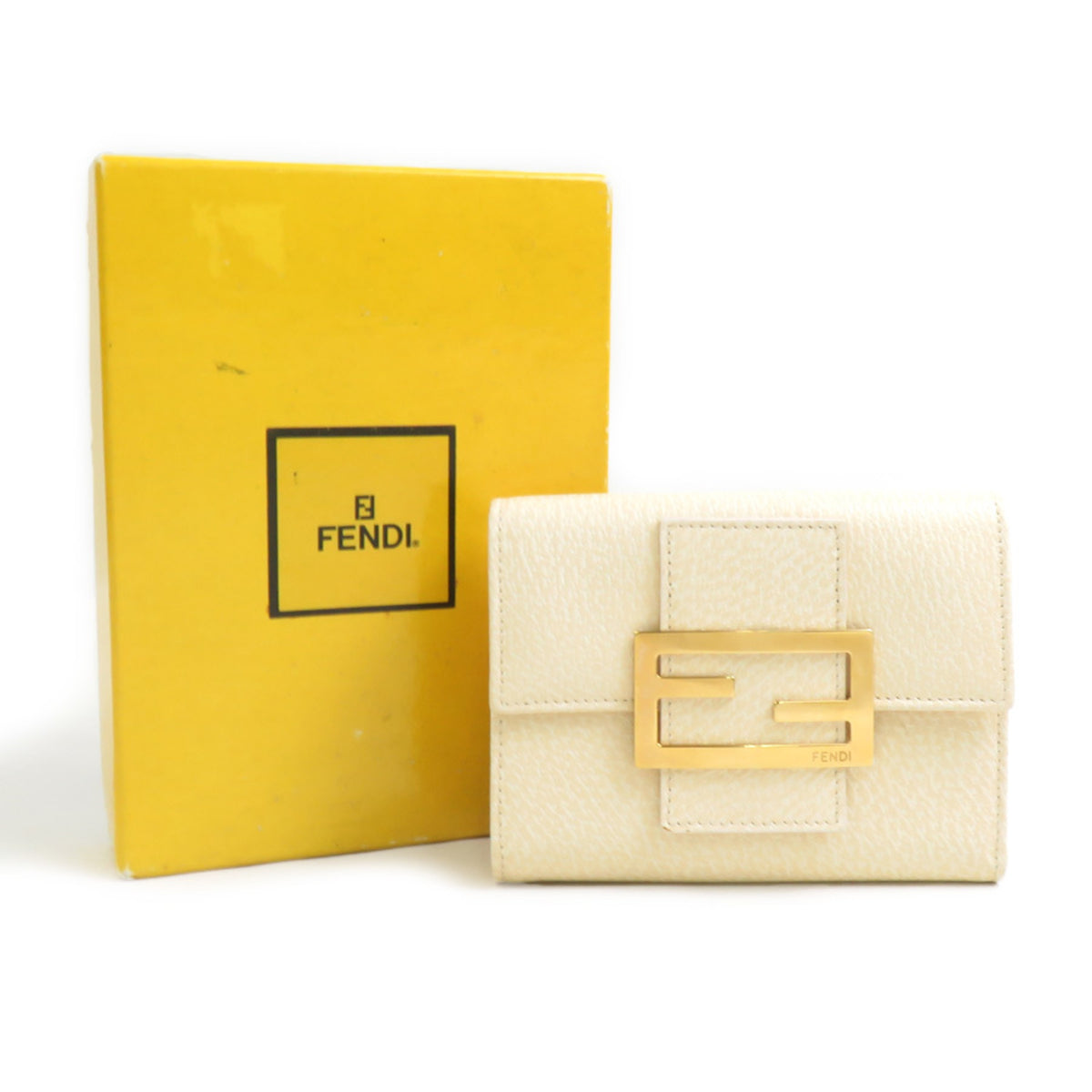 Fendi Beige Leather Wallet (Tri-Fold) (Pre-Owned)