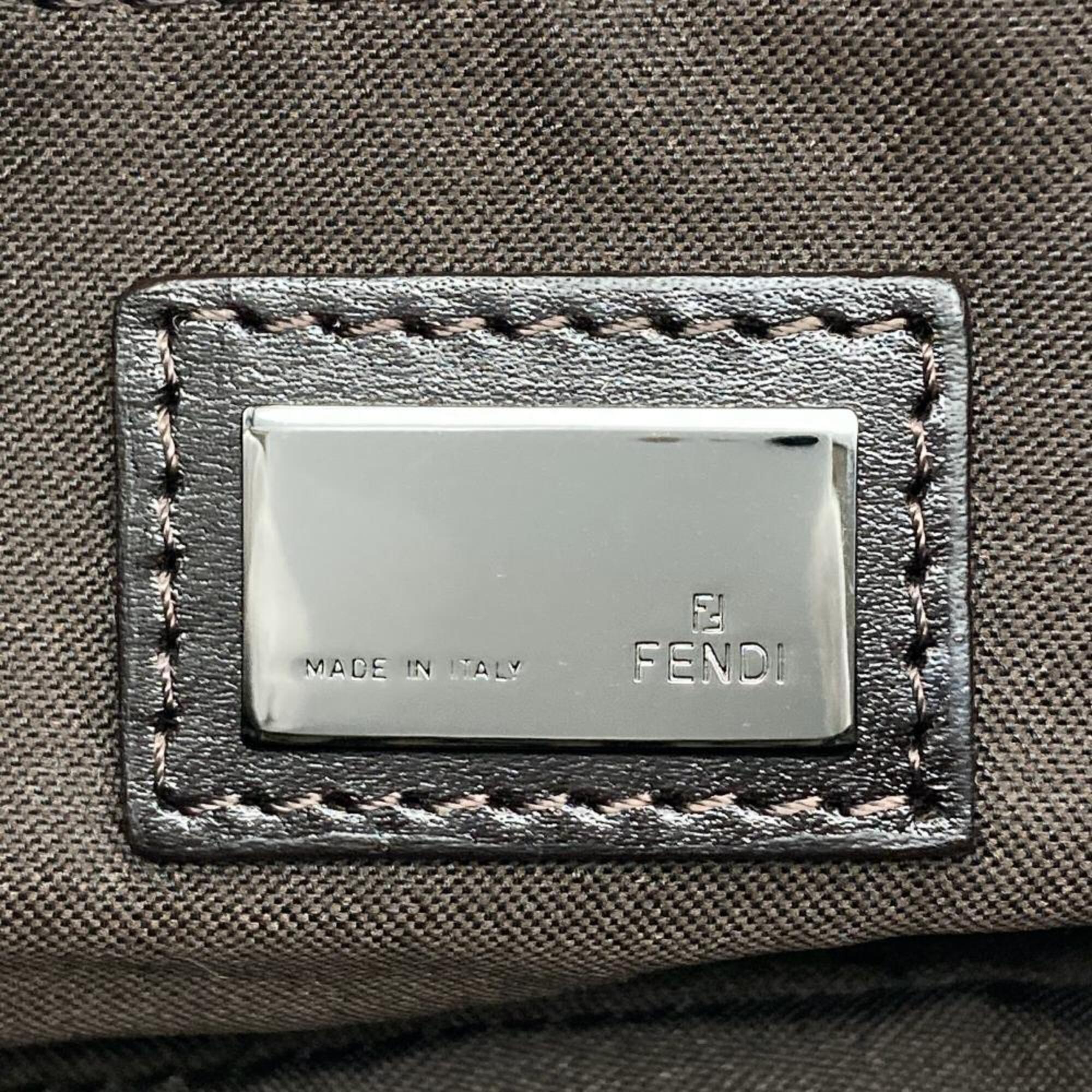 Fendi Brown Jacquard Leather Shoulder Bag (Pre-Owned)