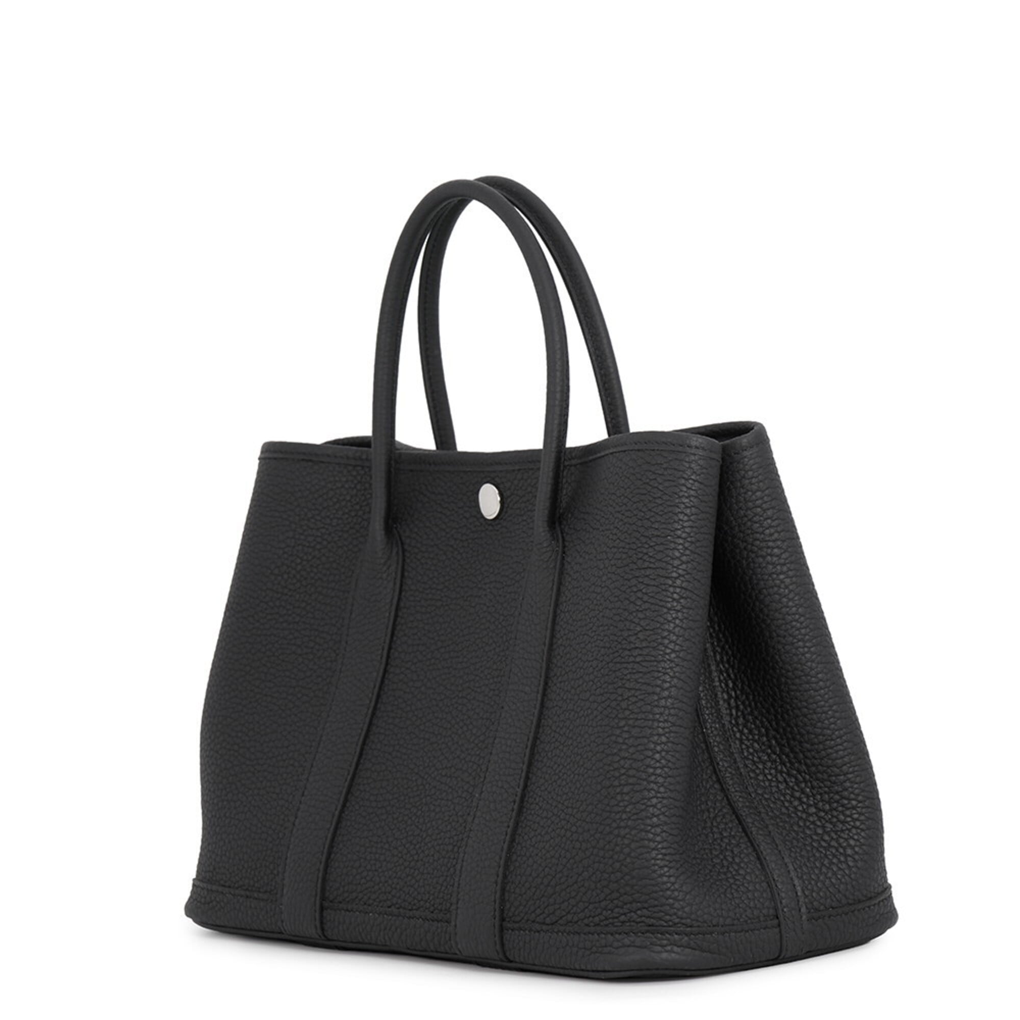 Hermes Garden Black Negonda Leather Handbag Tote Bag