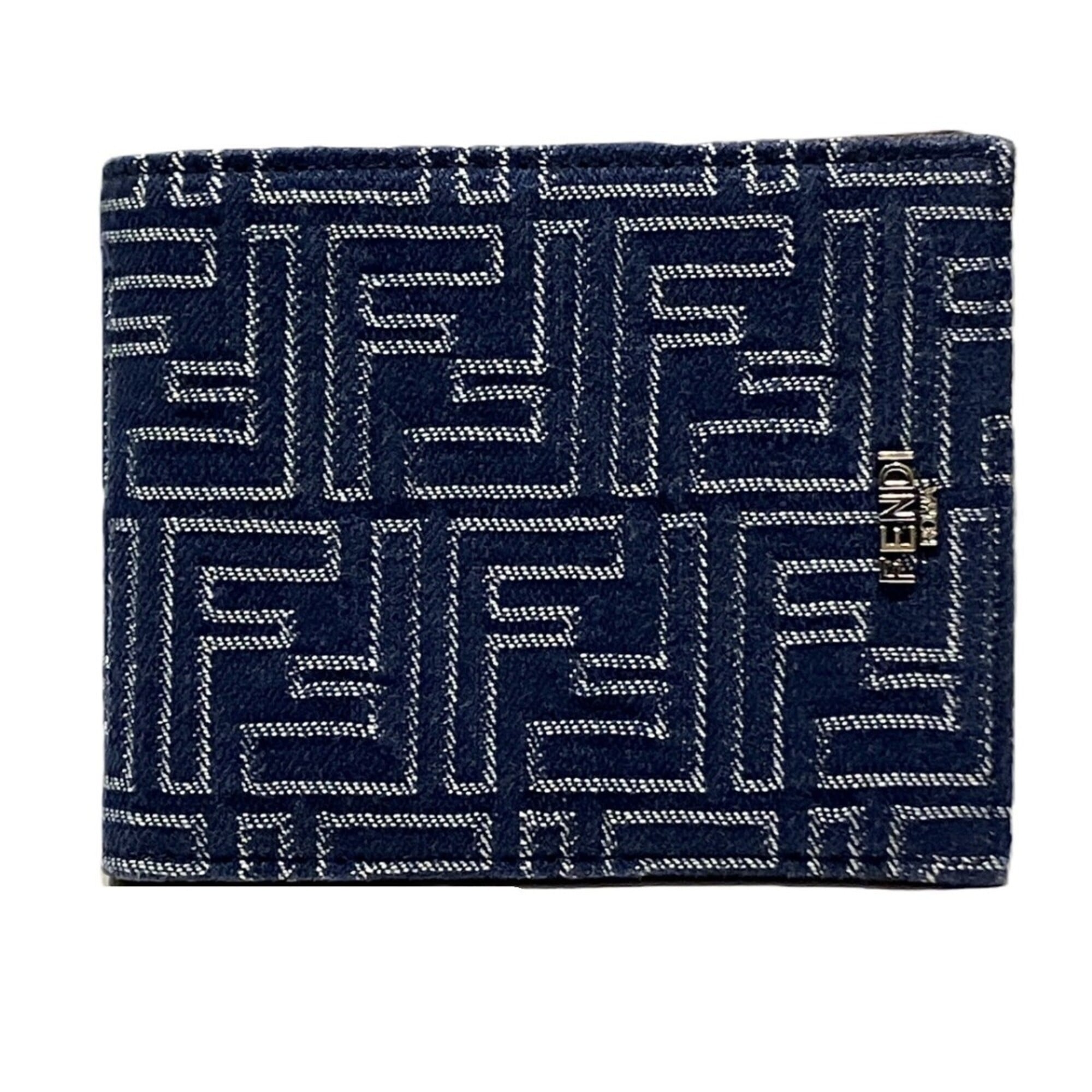 Fendi Blue Leather Fabric Wallet (Bi-Fold) (Pre-Owned)