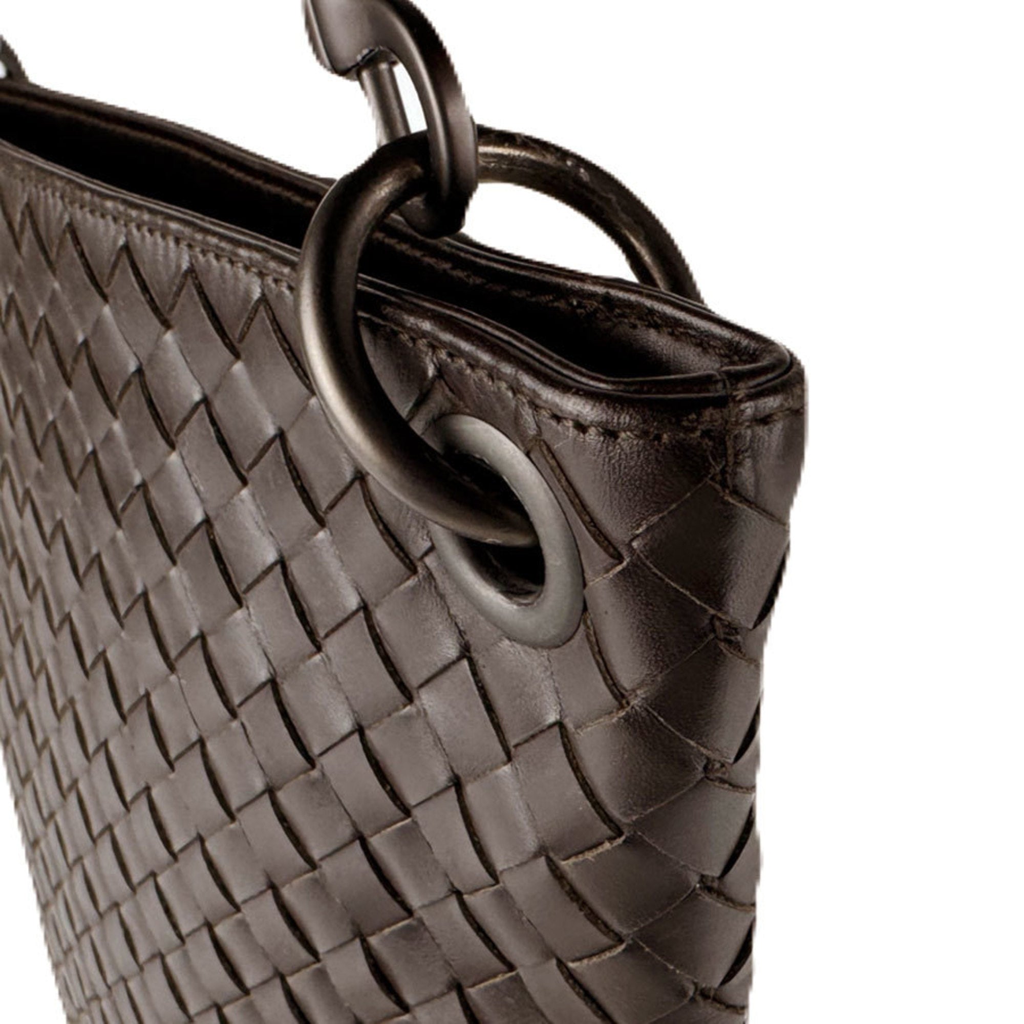 Bottega Veneta Intrecciato Black Brown Leather Shoulder Bag (Pre-Owned)