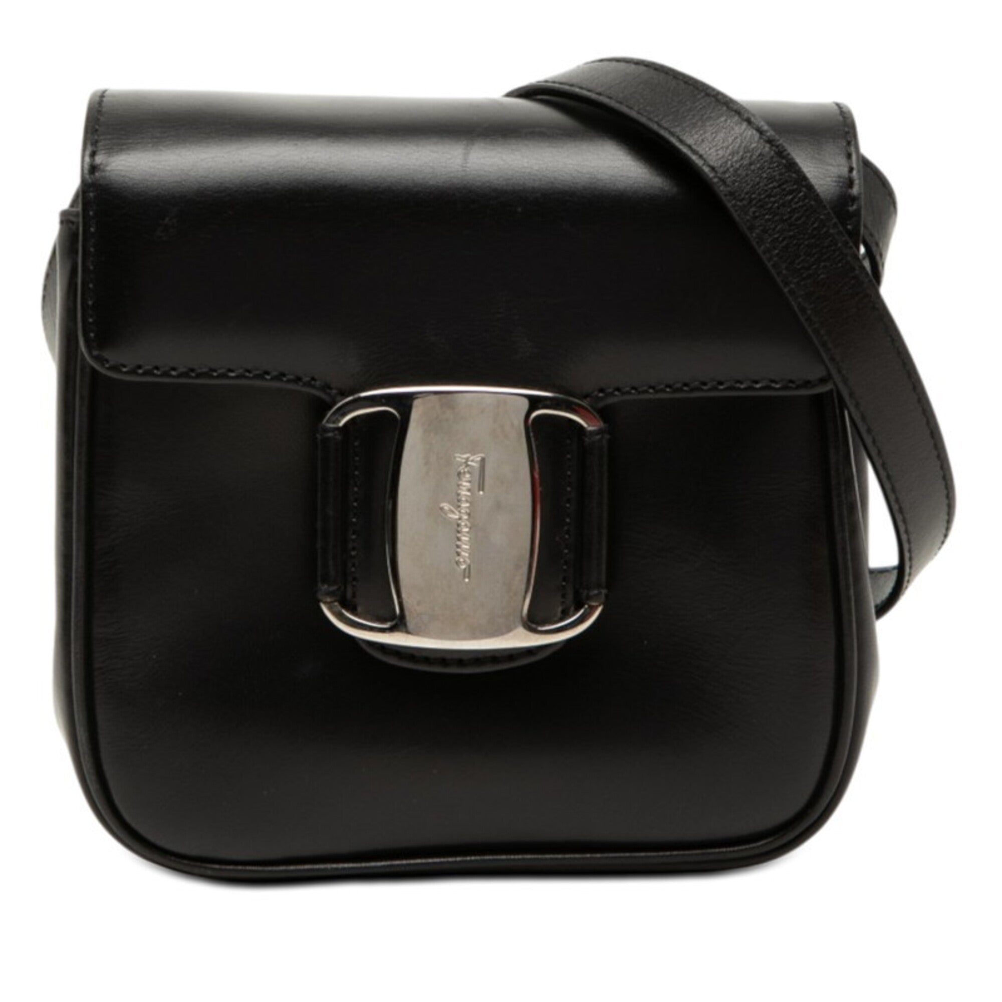 Salvatore Ferragamo Black Leather Shoulder Bag (Pre-Owned)