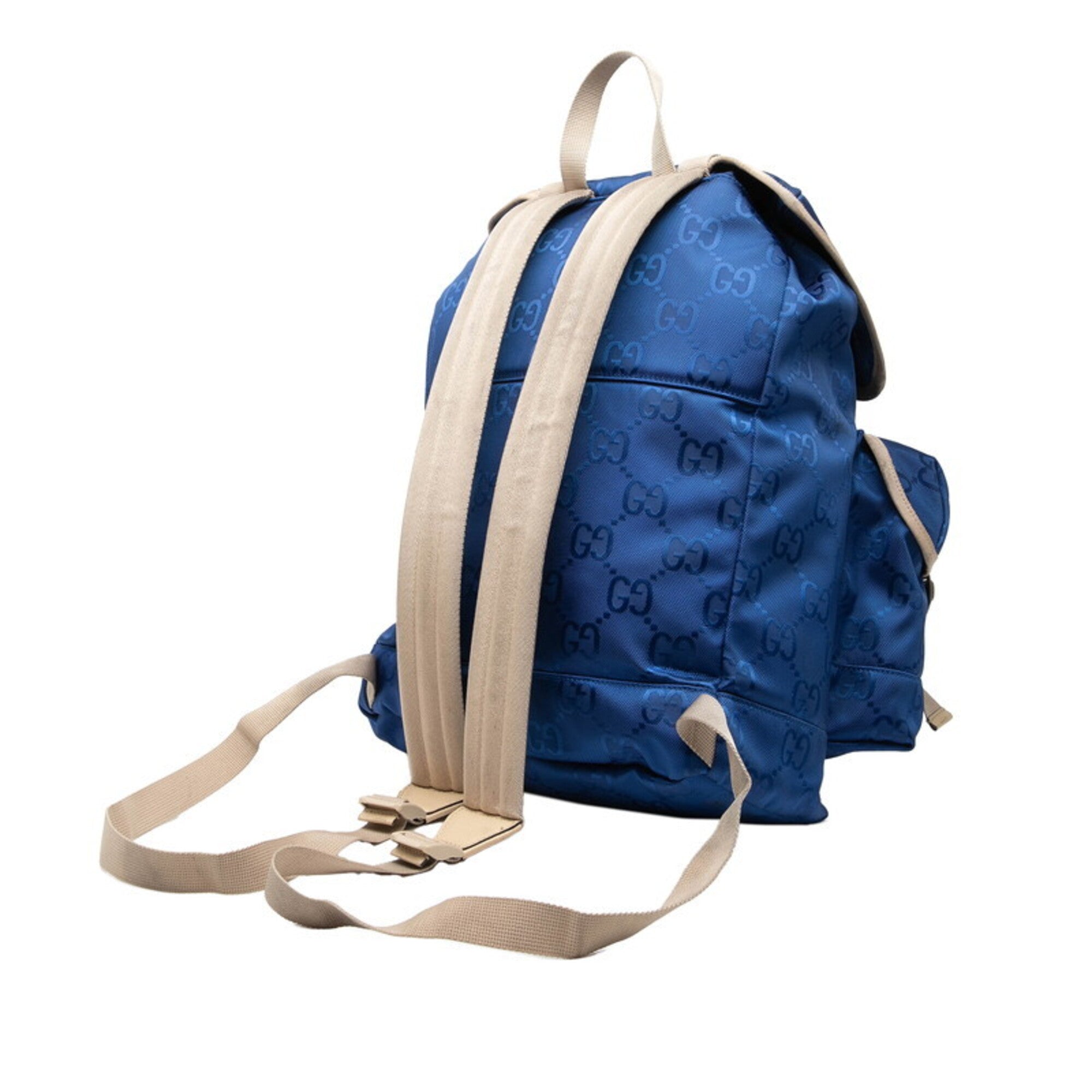 Gucci Beige Blue Nylon Backpack (Pre-Owned)