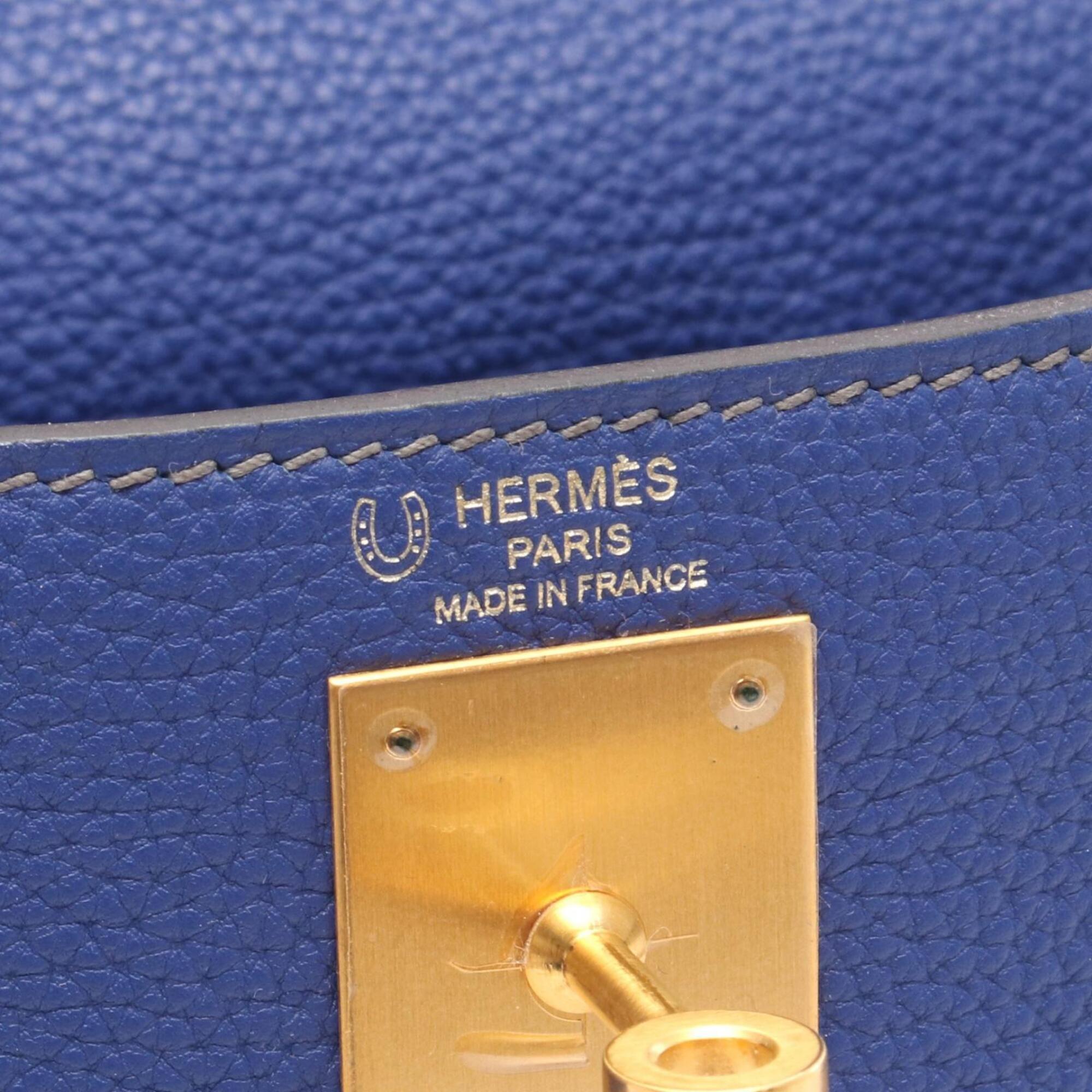 Hermes Blue Gray Togo Leather Handbag (Pre-Owned)