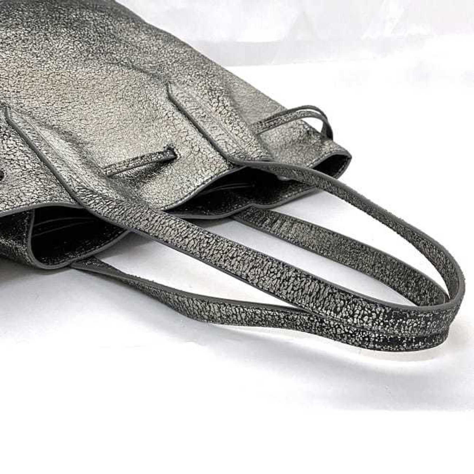 Jimmy Choo Metallic Silver Leather Tote Bag (Pre-Owned)