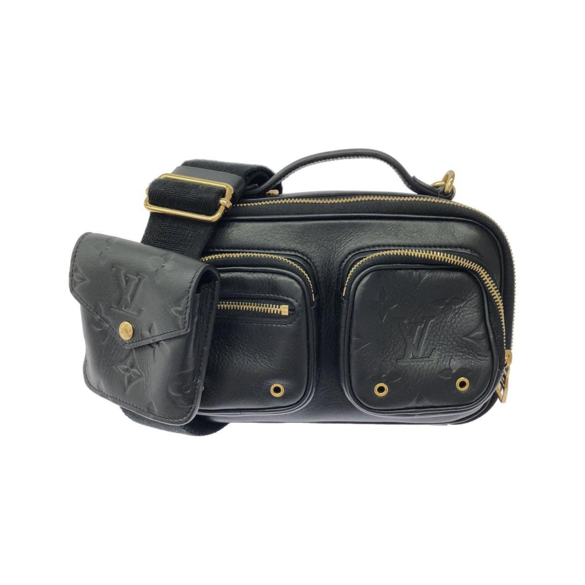 Louis Vuitton Black Leather Pouch Shoulder Bag (Pre-Owned)