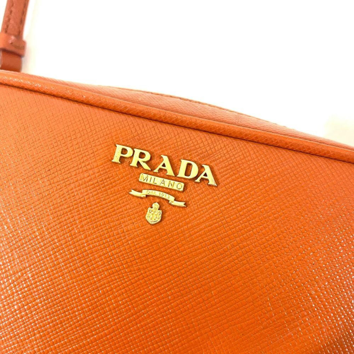 Prada Orange Saffiano Triangle Shoulder Bag (Pre-Owned)