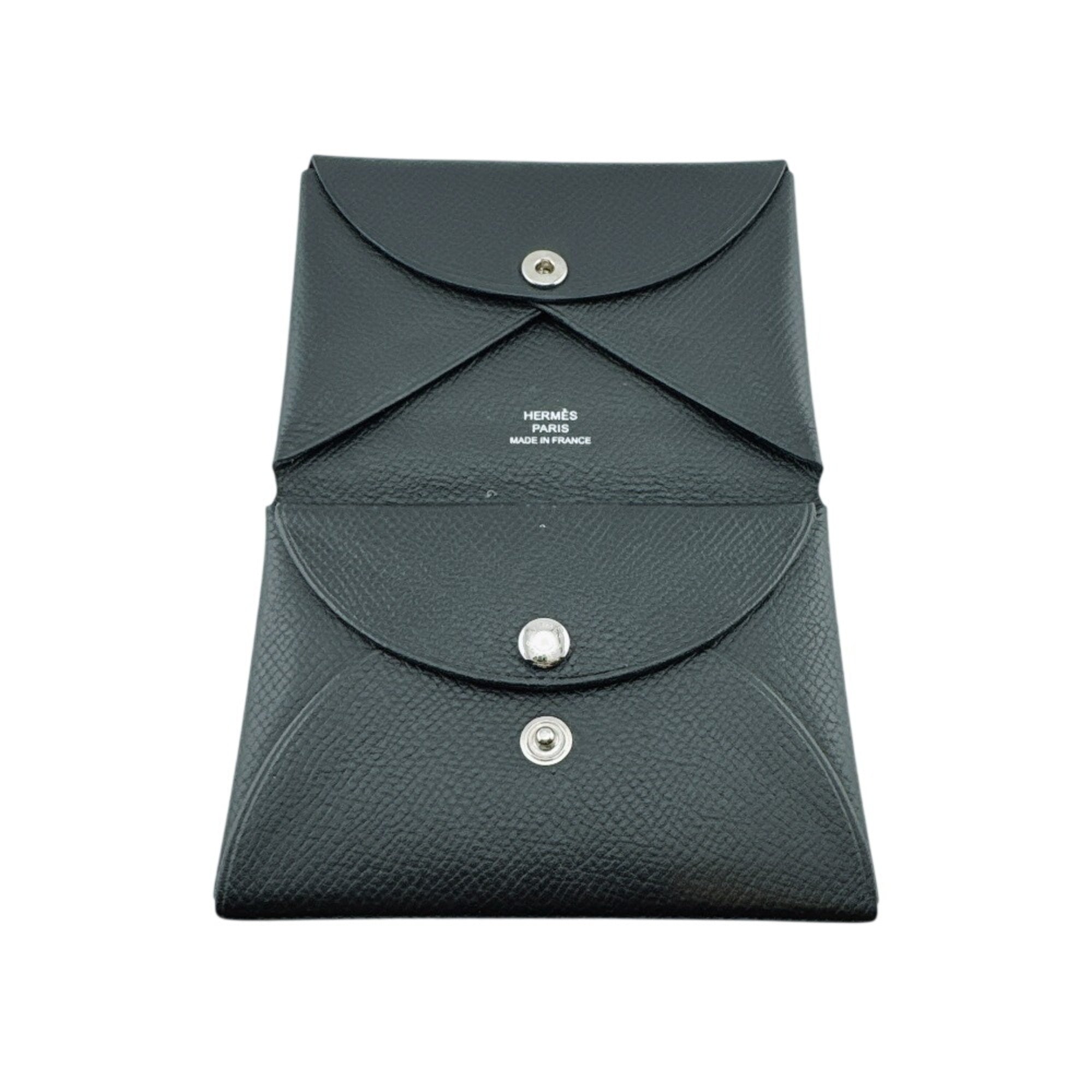Hermes Black Leather Coin Purse/Coin Case (Pre-Owned)