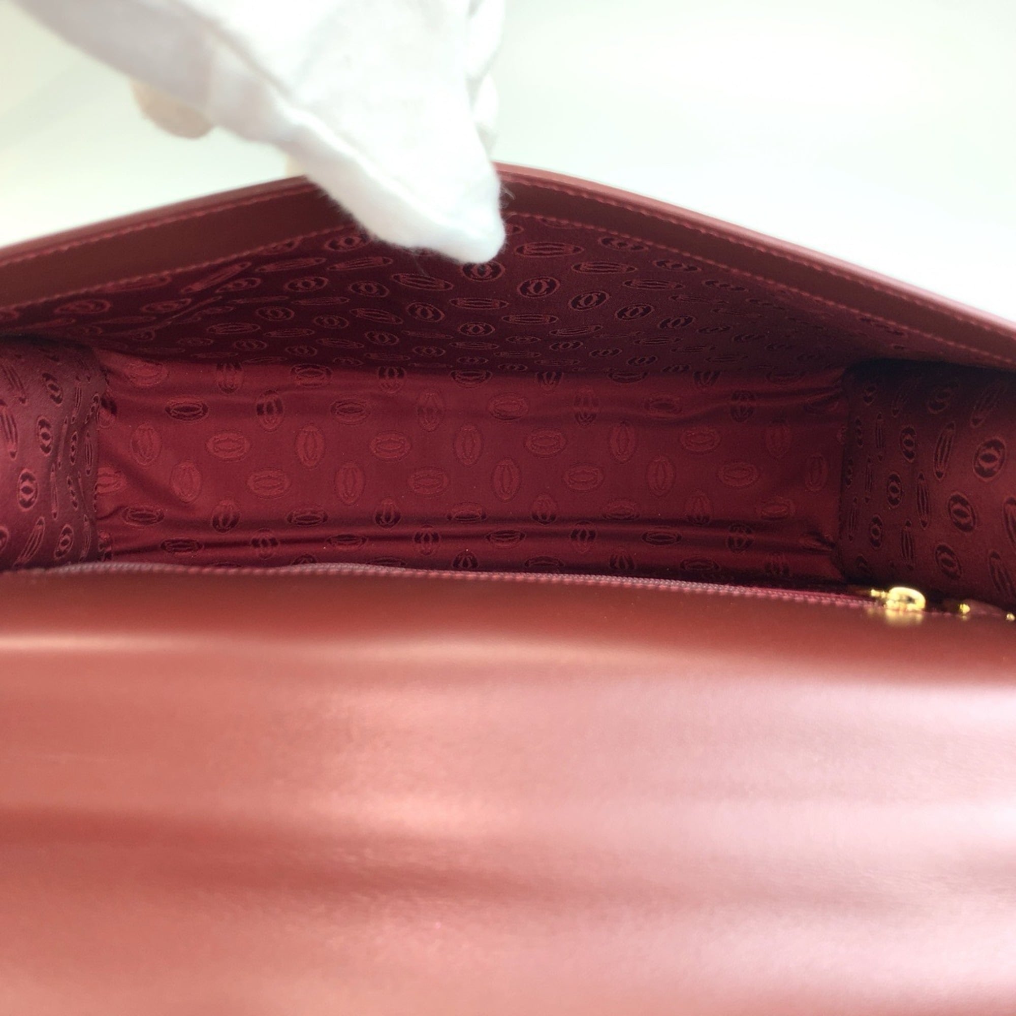 Cartier Bordeaux Leather Handbag (Pre-Owned)