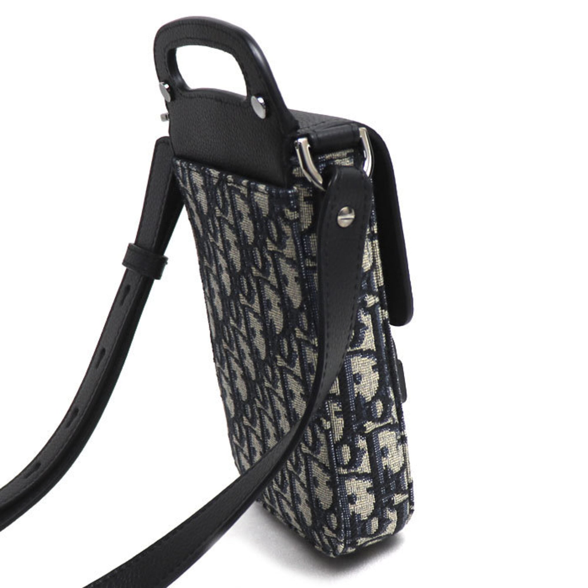 Christian Dior Black Leather Jacquard Shoulder Bag (Pre-Owned)