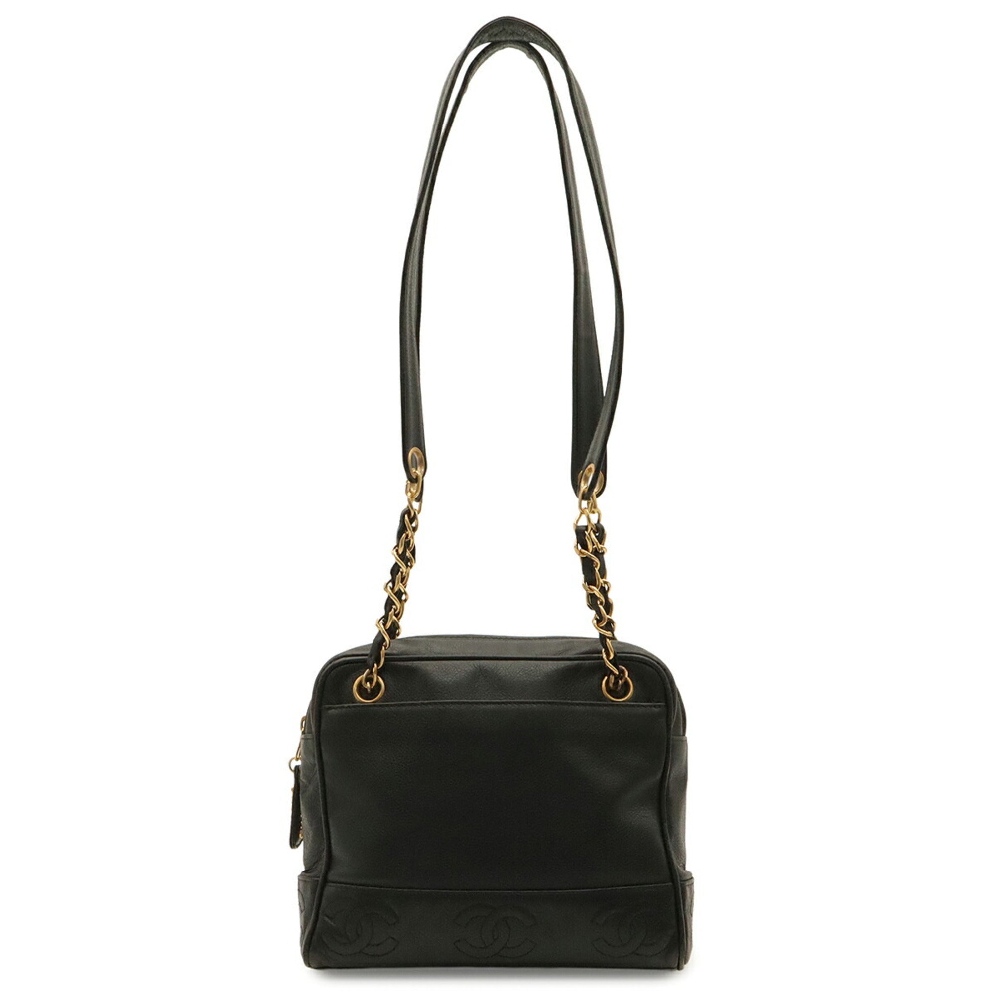 Chanel Black Grained Calfskin Shoulder Bag Tote Bag (Pre-Owned)