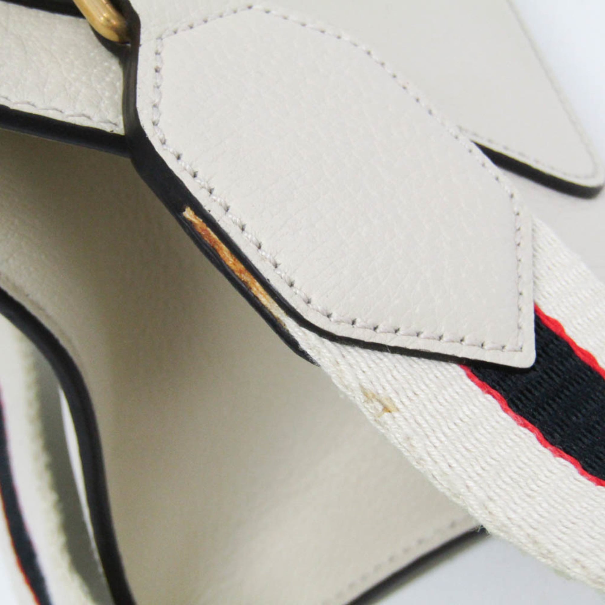 Gucci Totem Top Handle Bag Leather White Leather Handbag (Pre-Owned)