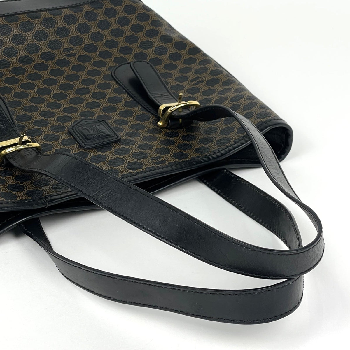 Celine Macadam Black Coated Canvas Leather Tote Bag (Pre-Owned)
