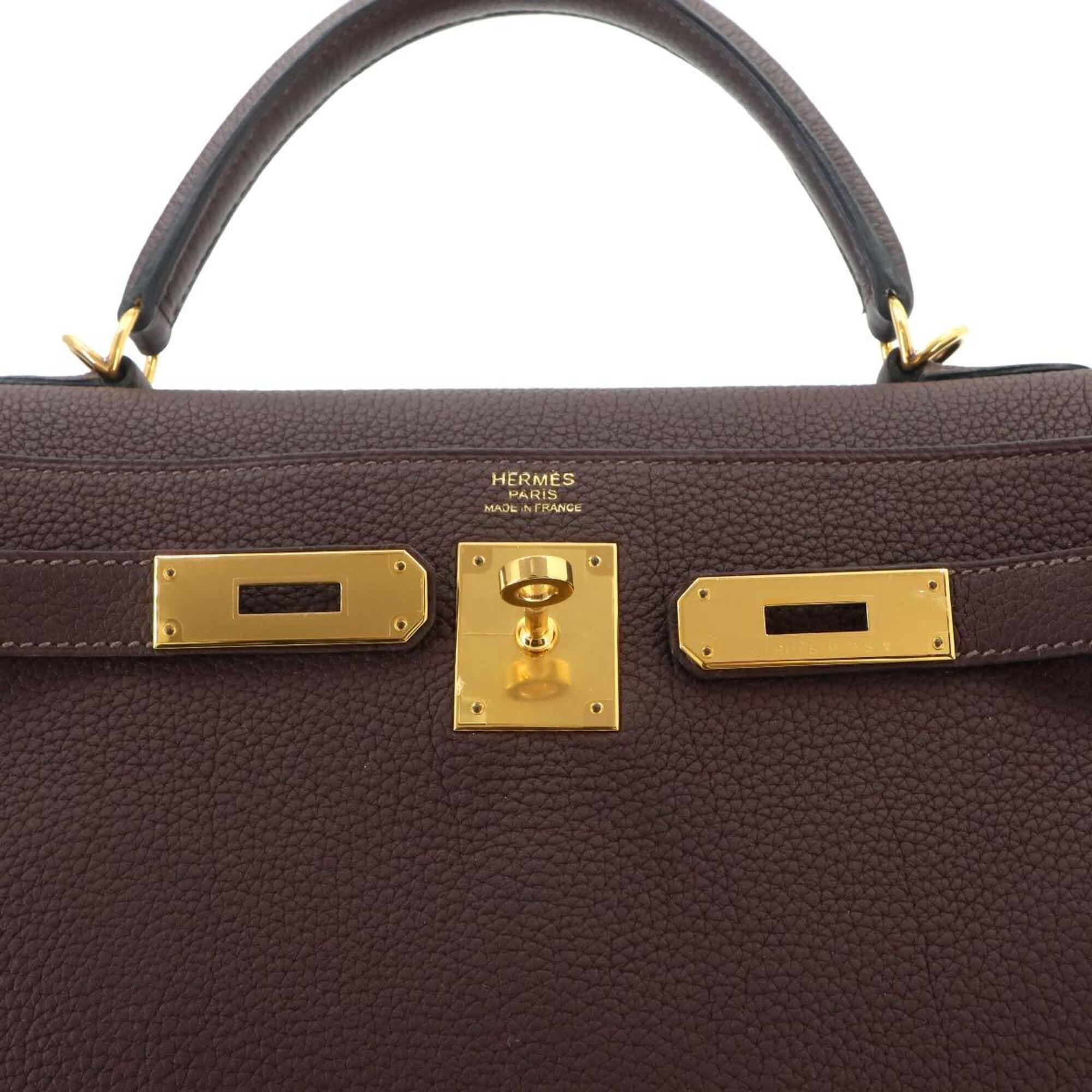 Hermes Kelly Chocolat Togo Leather Handbag (Pre-Owned)